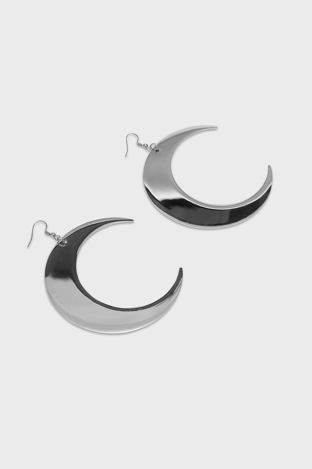 Stainless Steel Crescent Moon Earrings | Sterling Silver Hooks