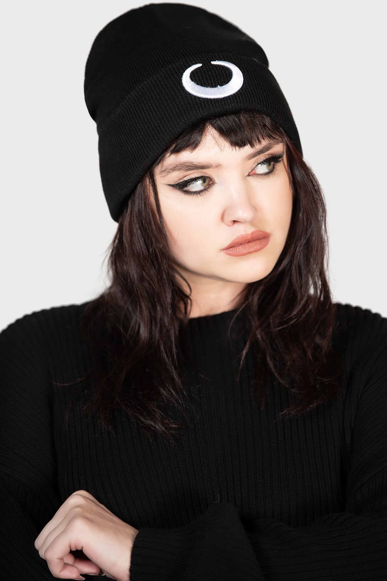 Killstar Luna Beanie - Unisex Soft Knit Hat with Embroidered Design