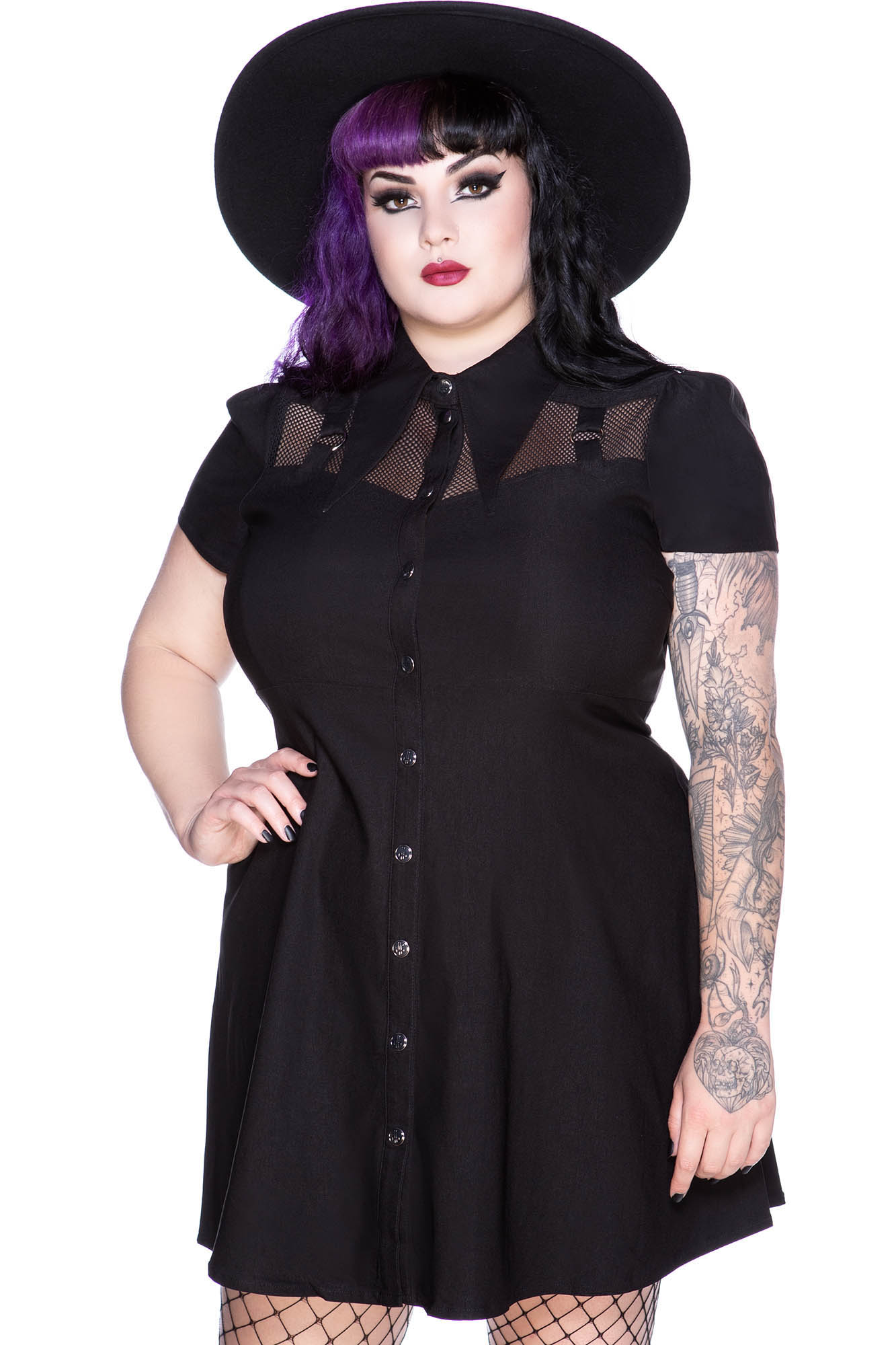 Killstar Jovana Gothic Dress with Collar & Ring Details