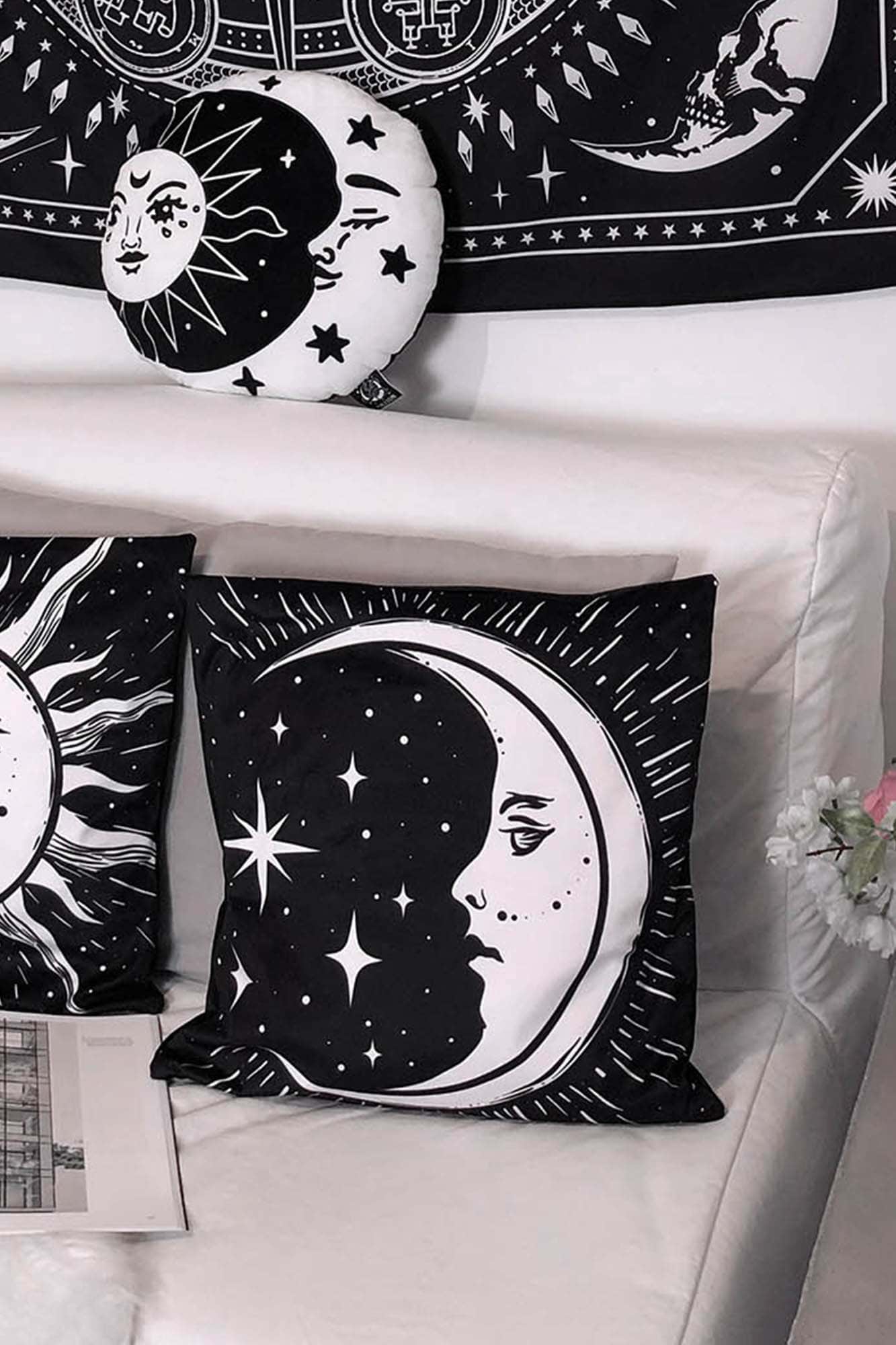Killstar Vintage Moon Cushion Cover - Soft Moon Print 18.5" x 18.5"