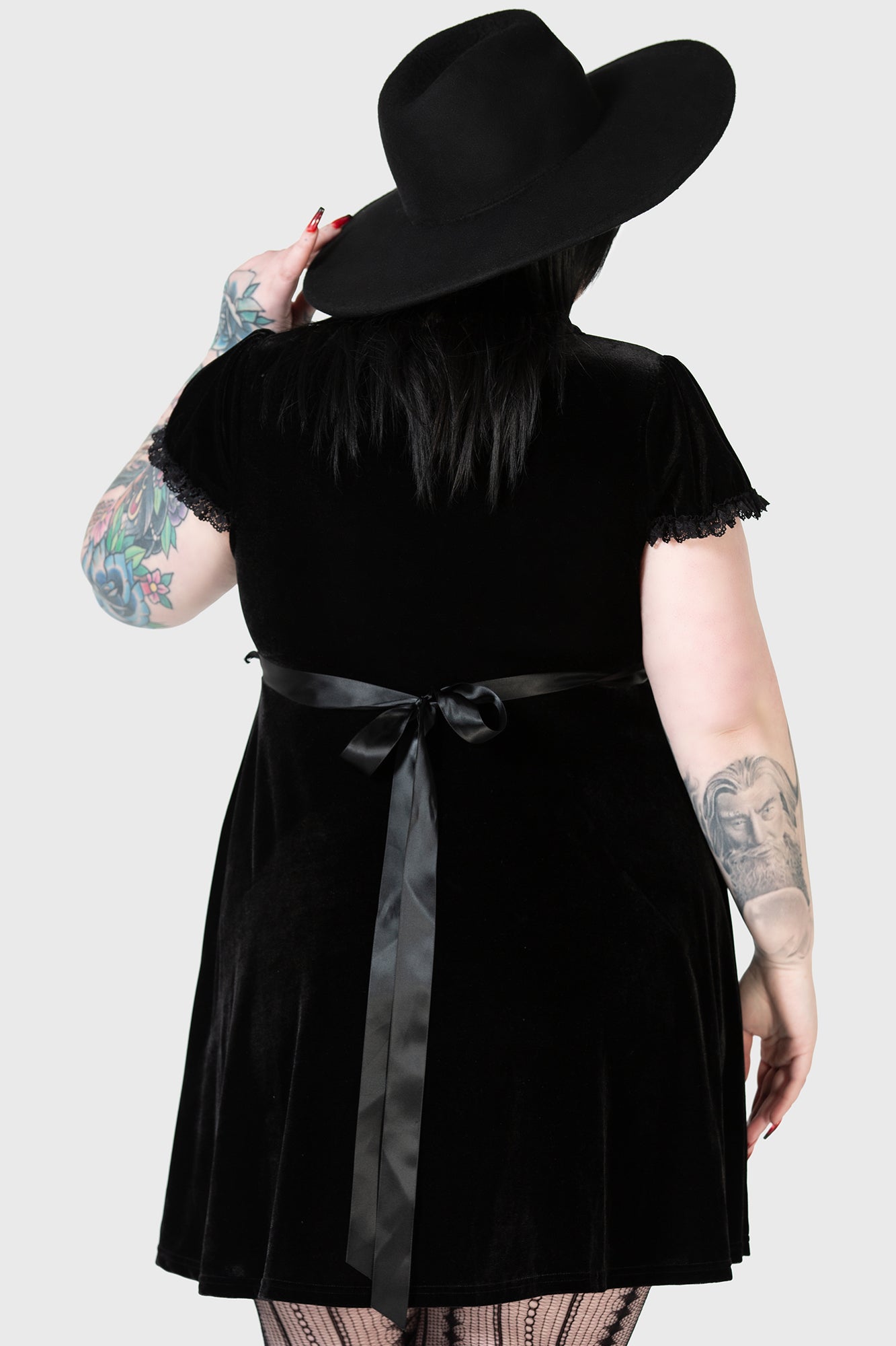 Killstar Heather Velvet Babydoll Dress with Lace Trim