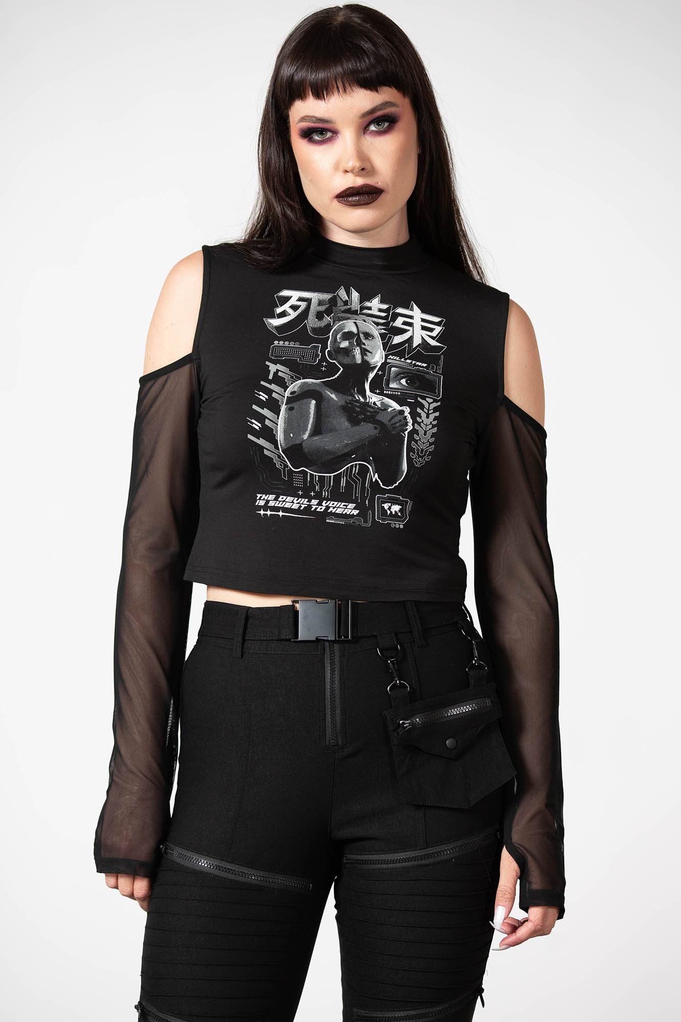 Killstar Devil's Voice Cold Shoulder Graphic Top