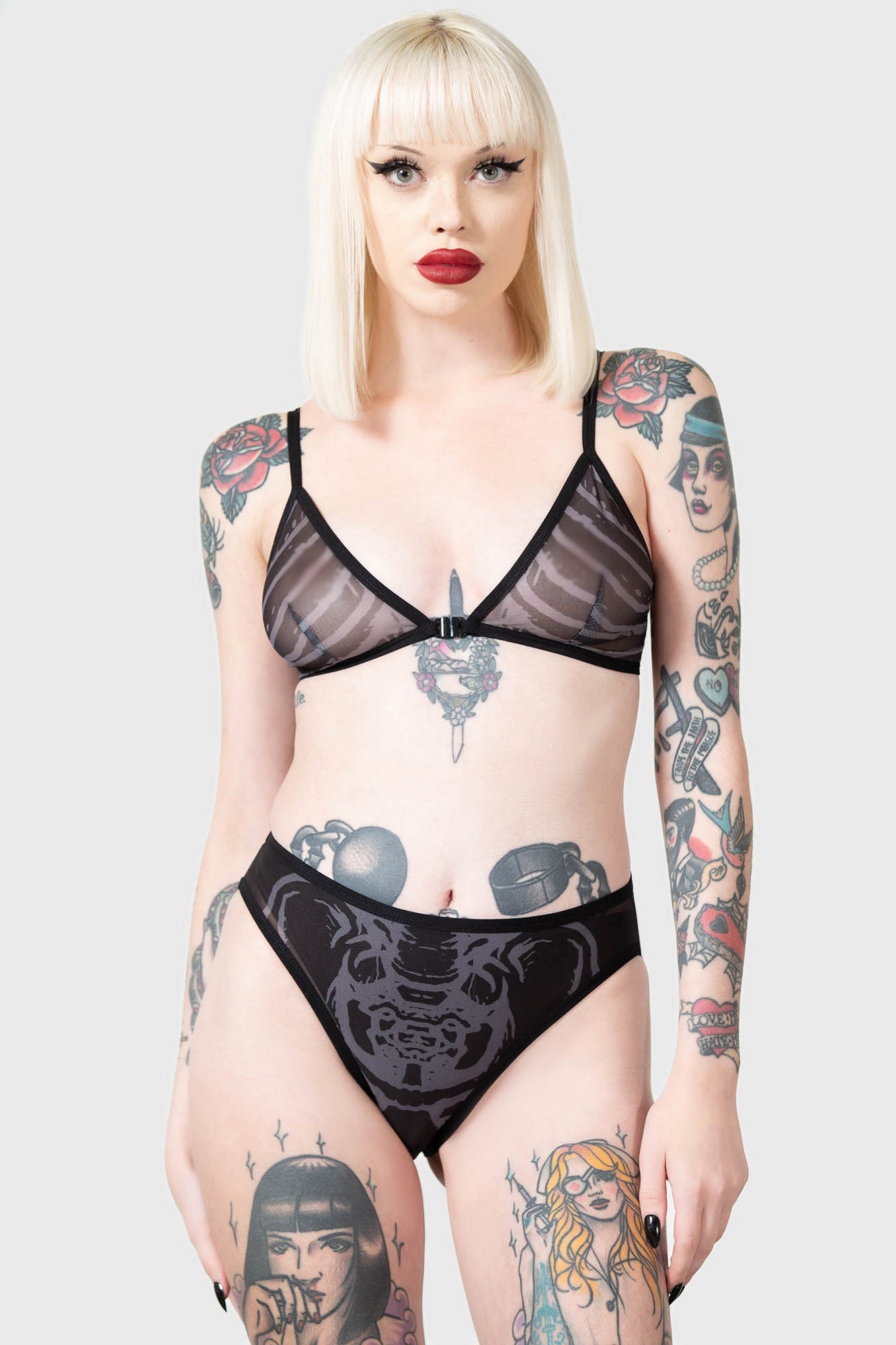 Killstar Vertebra Mesh Bralet with Front Closure & Adjustable Straps