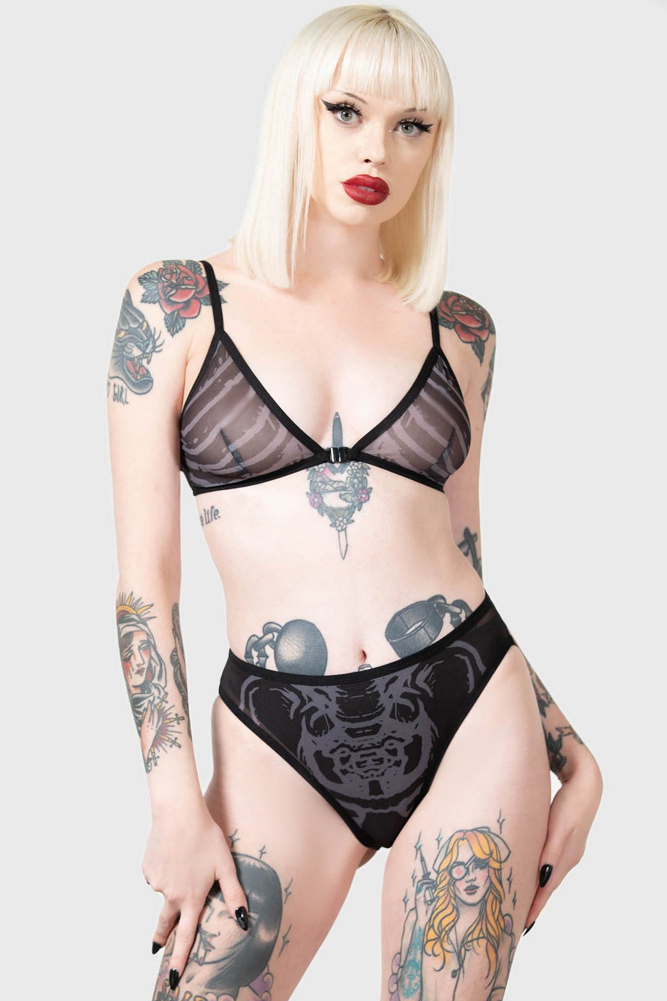 Killstar Vertebra Mesh Bralet with Front Closure & Adjustable Straps