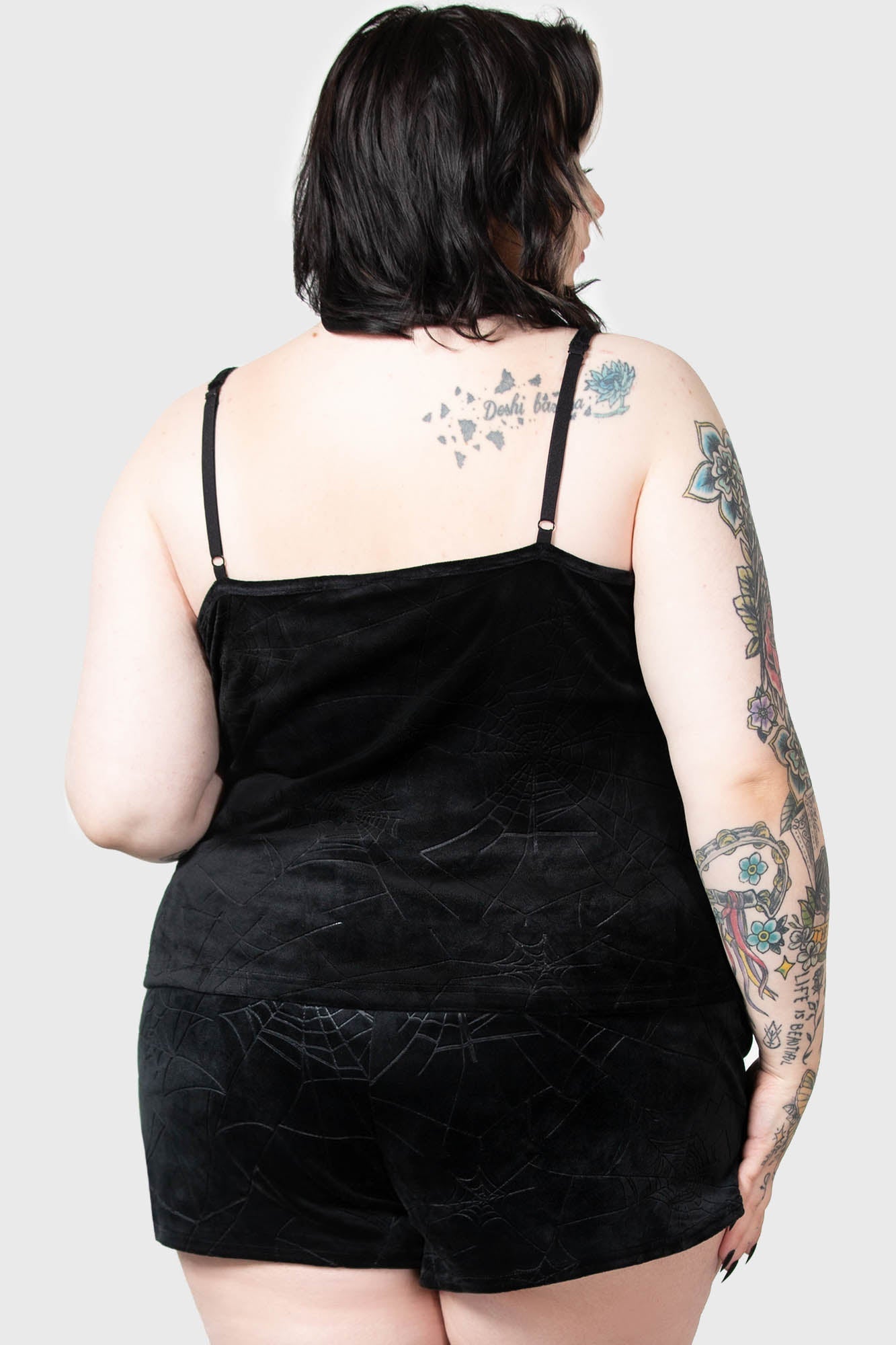 Killstar Eternal Sleeper Velour Vest with Spiderweb Pattern