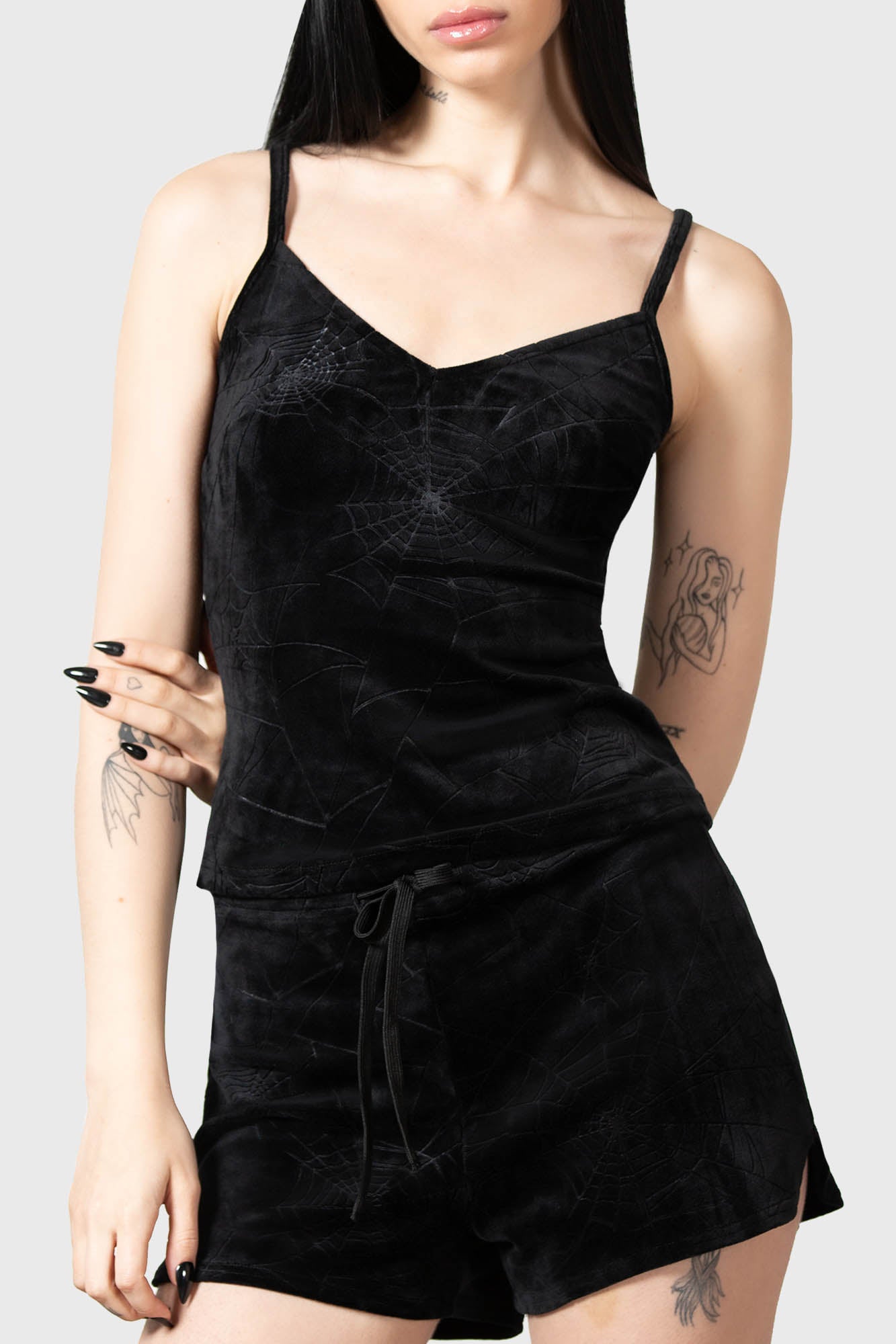 Killstar Eternal Sleeper Velour Vest with Spiderweb Pattern
