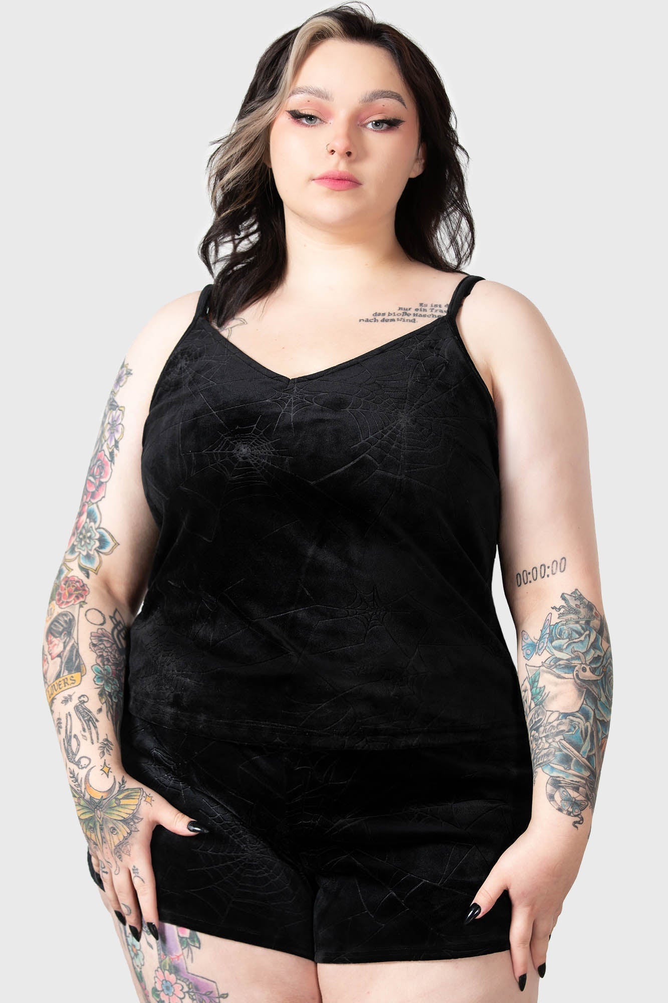 Killstar Eternal Sleeper Velour Vest with Spiderweb Pattern