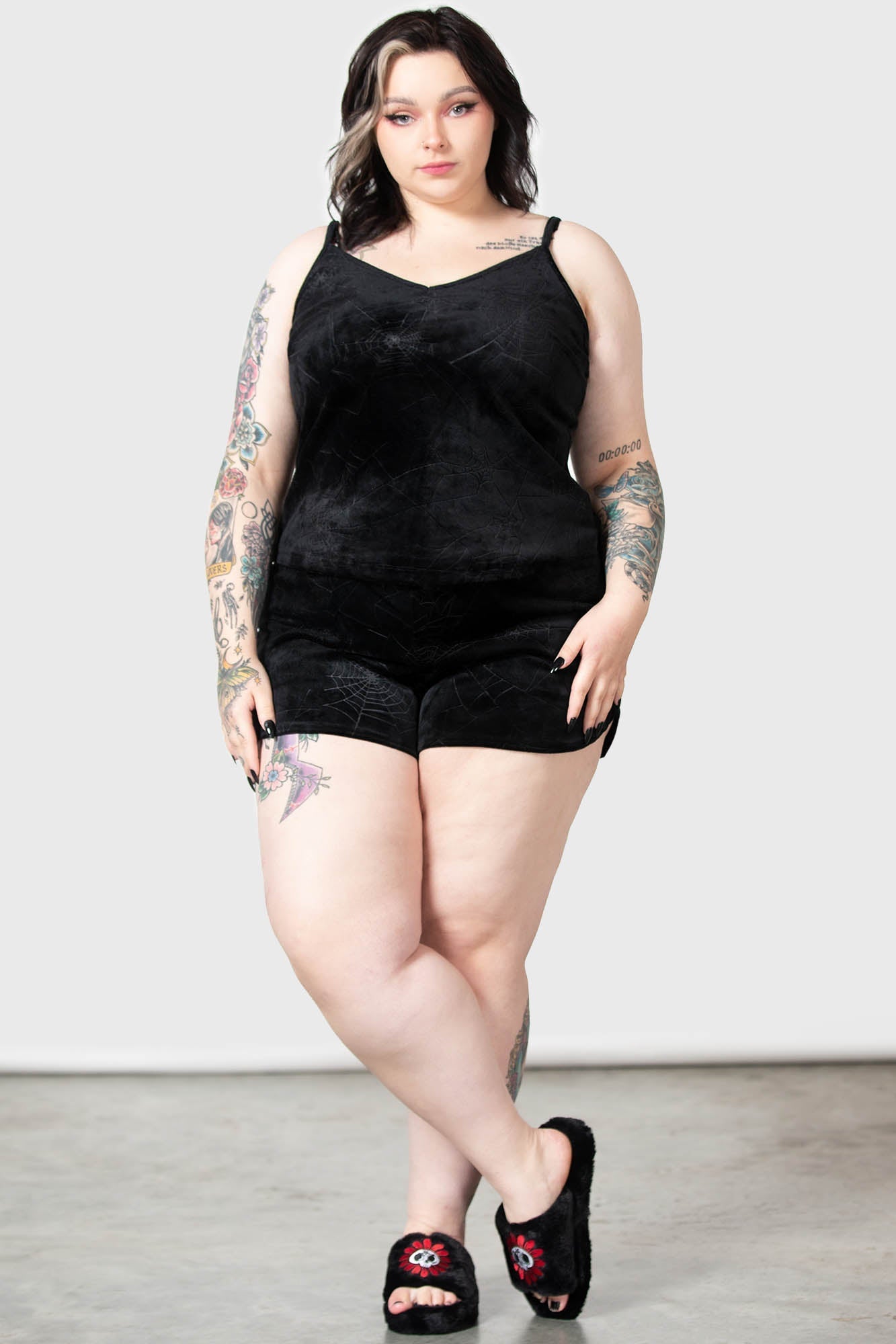 Killstar Eternal Sleeper Velour Vest with Spiderweb Pattern