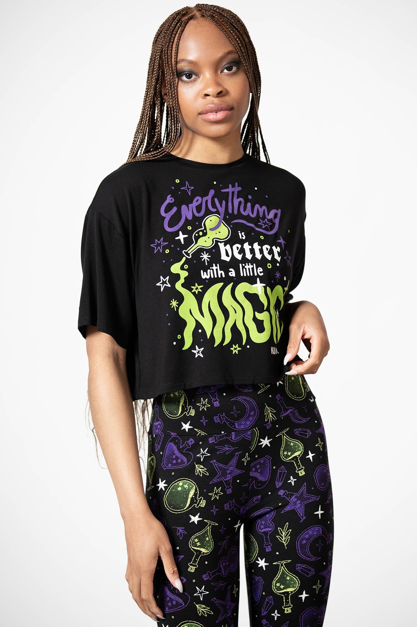 Magic Chill Crop Top - Soft Stretch Statement Print by Killstar