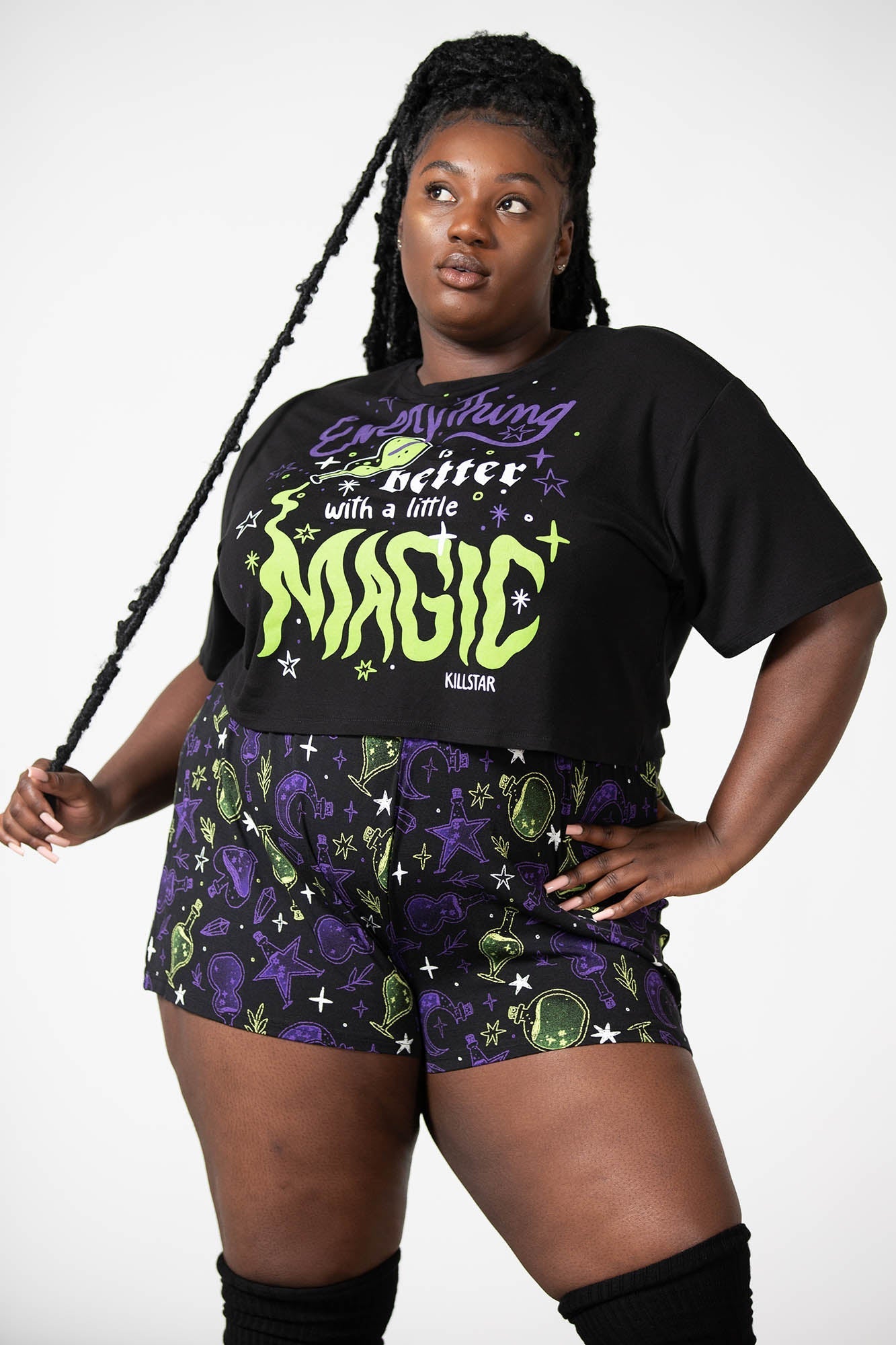 Magic Chill Crop Top - Soft Stretch Statement Print by Killstar