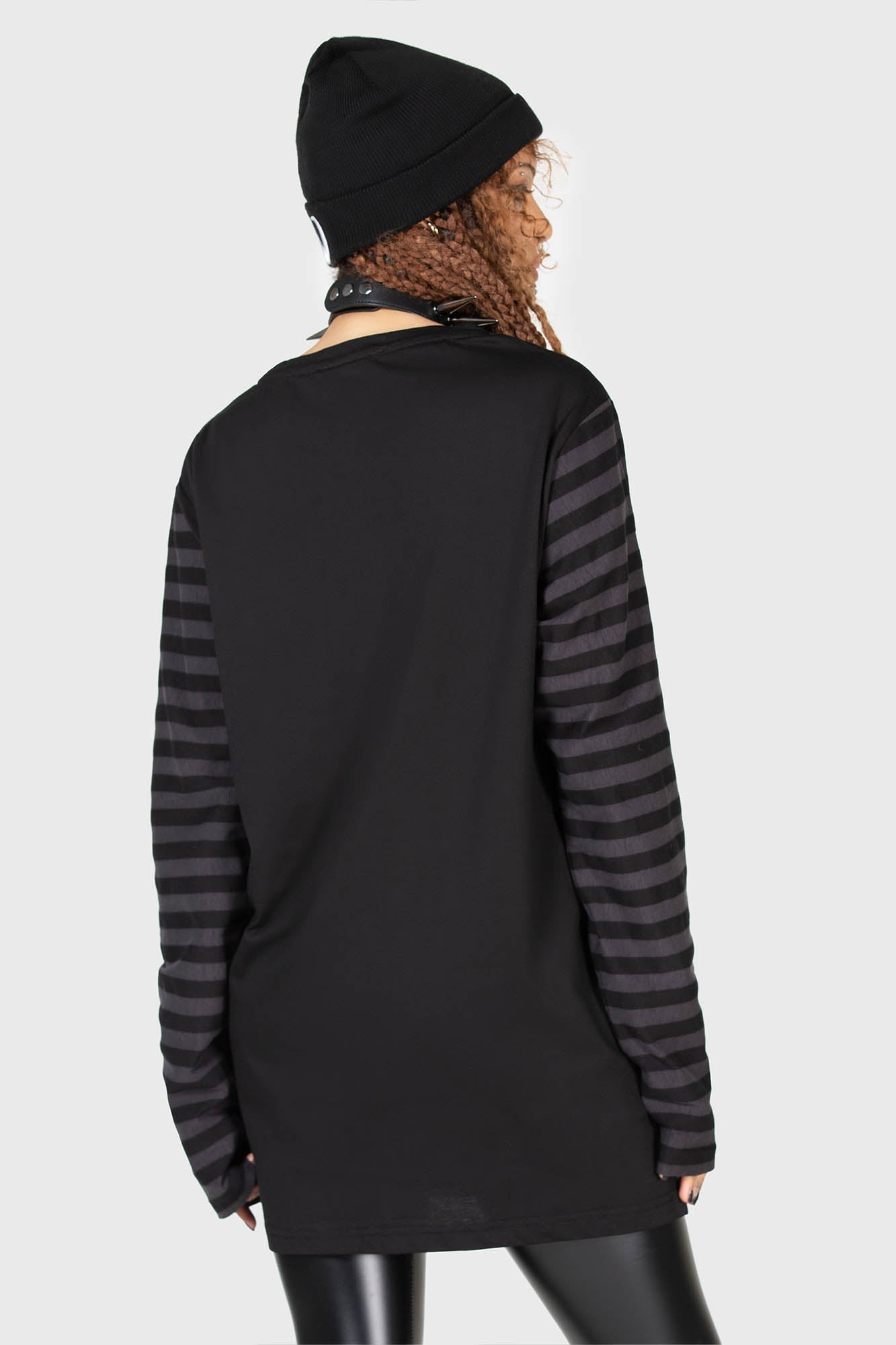 Killstar VAMPURR Stripe Cotton Top - Relaxed Fit Long Sleeve