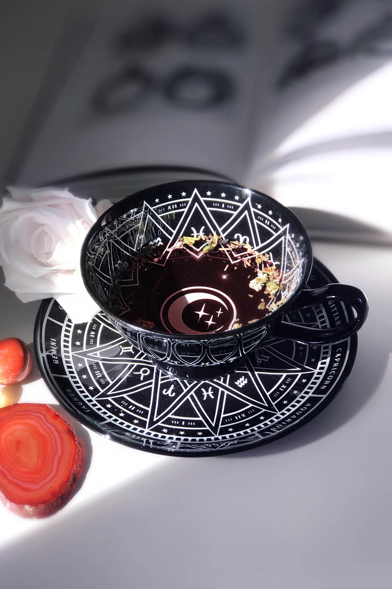 Killstar Zodiac Ceramic Cup & Saucer Set - Gothic Victorian Design