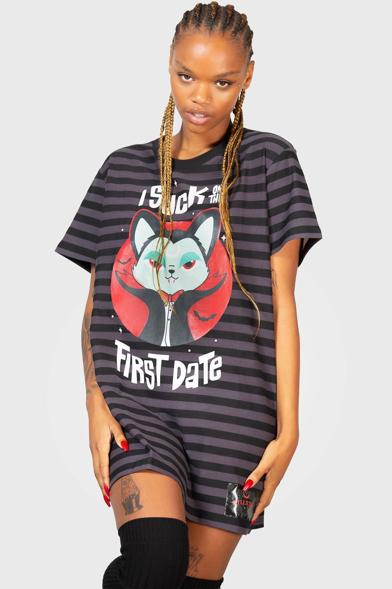 Killstar Purrrfect Pairing T-Shirt Dress with Vampurr Graphic