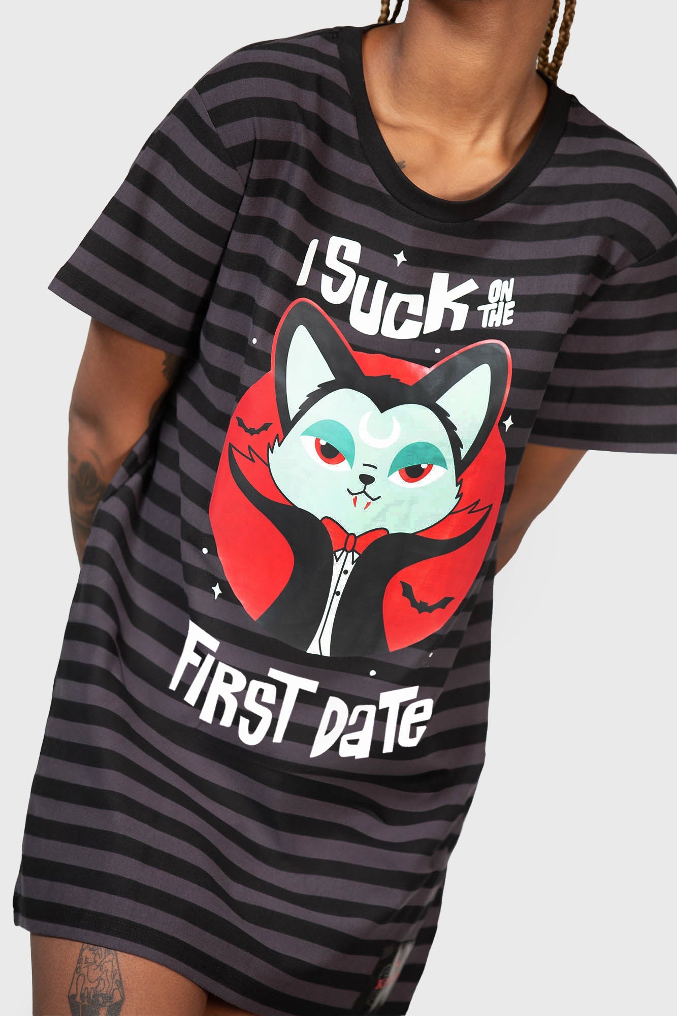 Killstar Purrrfect Pairing T-Shirt Dress with Vampurr Graphic