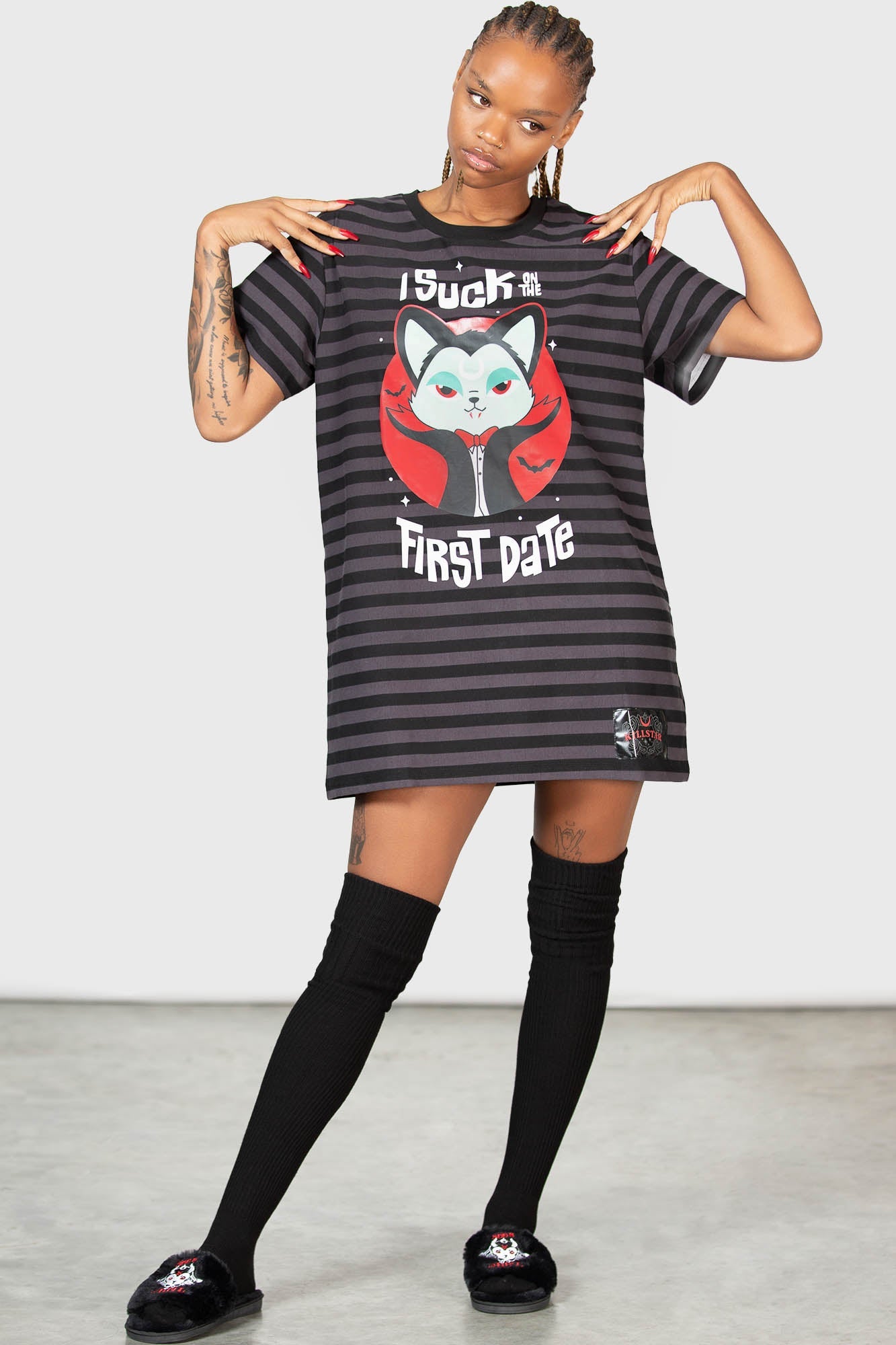 Killstar Purrrfect Pairing T-Shirt Dress with Vampurr Graphic