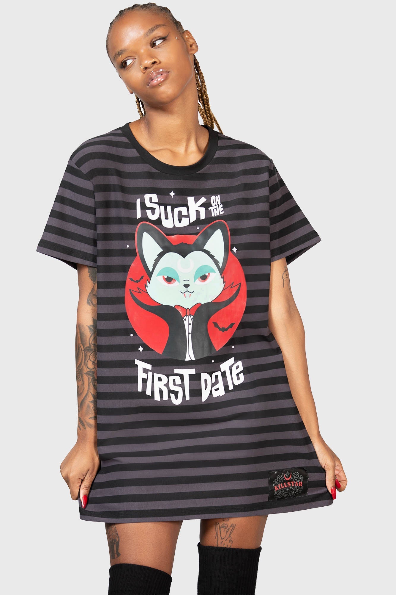 Killstar Purrrfect Pairing T-Shirt Dress with Vampurr Graphic