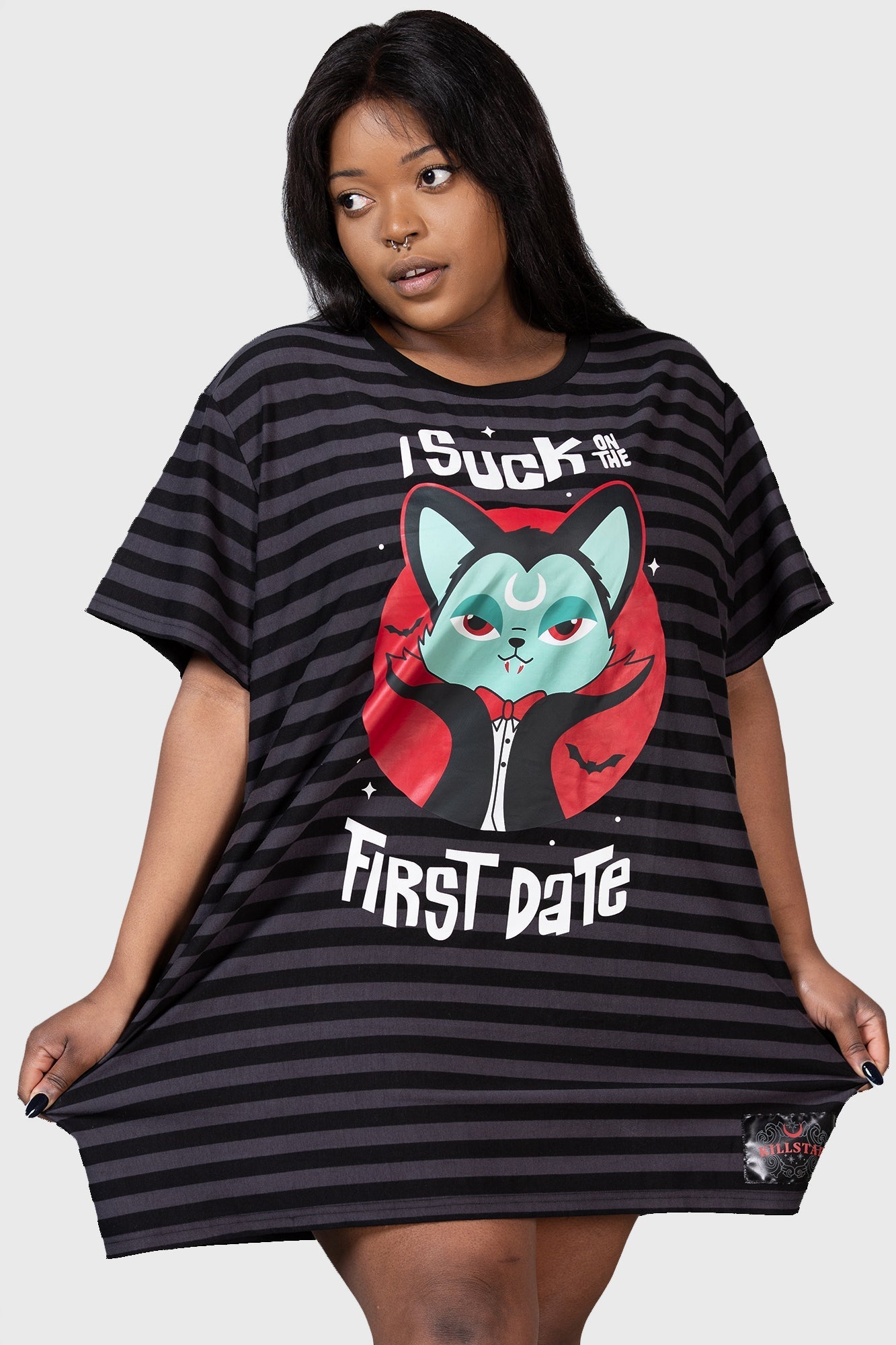 Killstar Purrrfect Pairing T-Shirt Dress with Vampurr Graphic