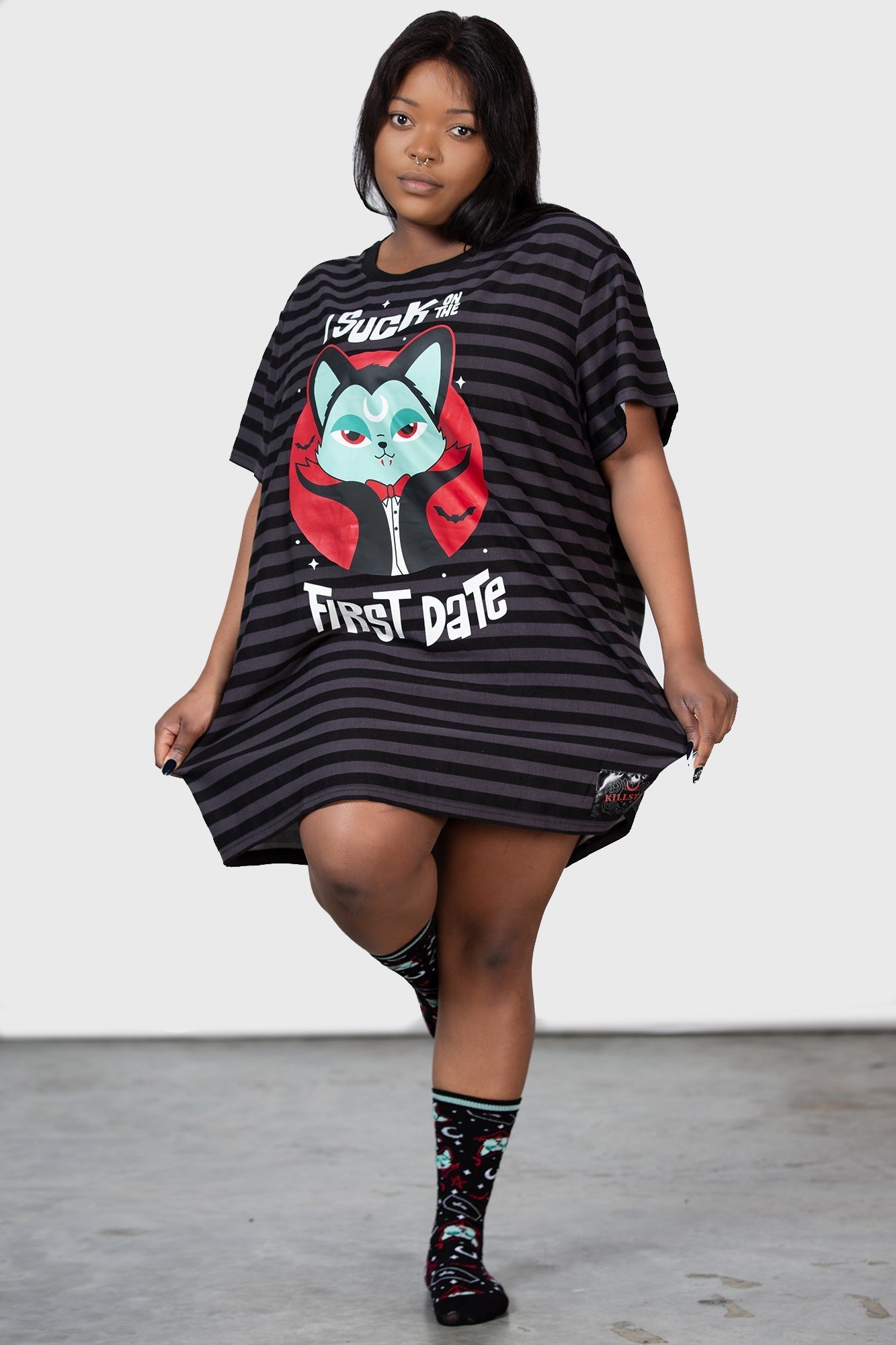 Killstar Purrrfect Pairing T-Shirt Dress with Vampurr Graphic