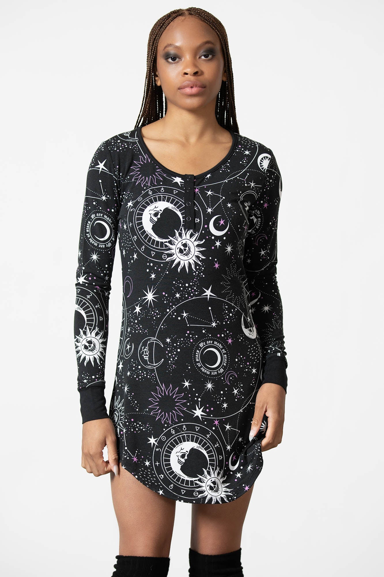 Killstar Venus Lounge Dress - Soft Stretch, Long Sleeves