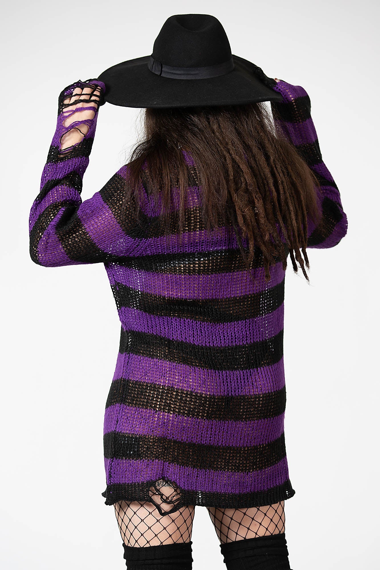 Killstar Hazed Out Distressed Knit Sweater - Long Relaxed Fit