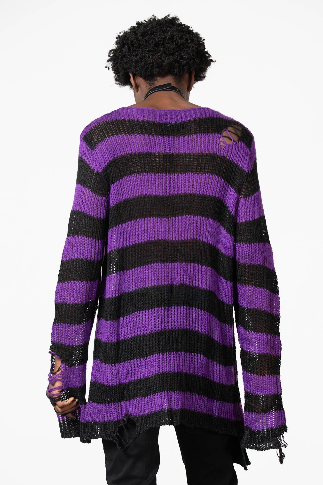 Killstar Hazed Out Distressed Knit Sweater - Long Relaxed Fit