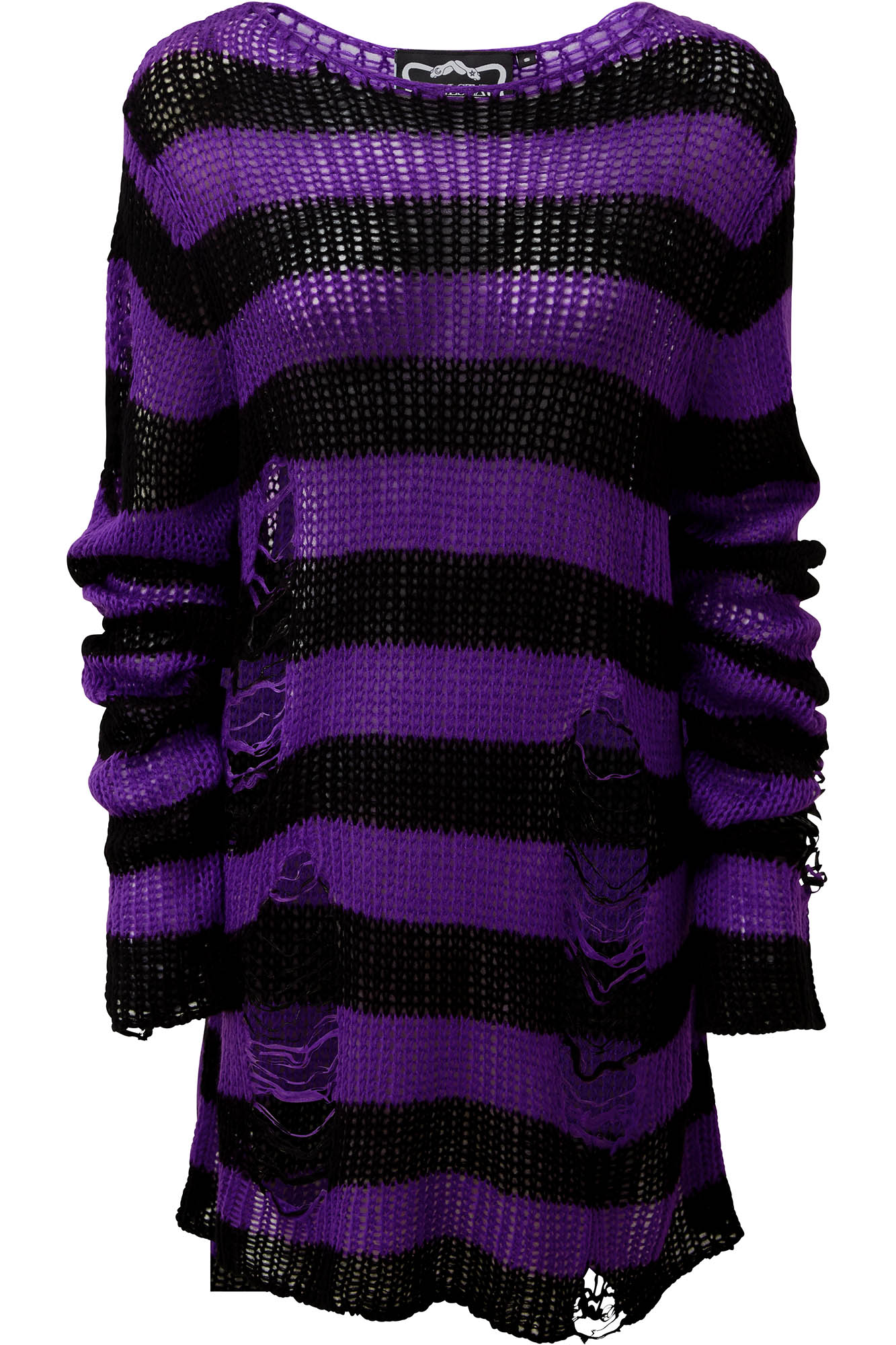 Killstar Hazed Out Distressed Knit Sweater - Long Relaxed Fit