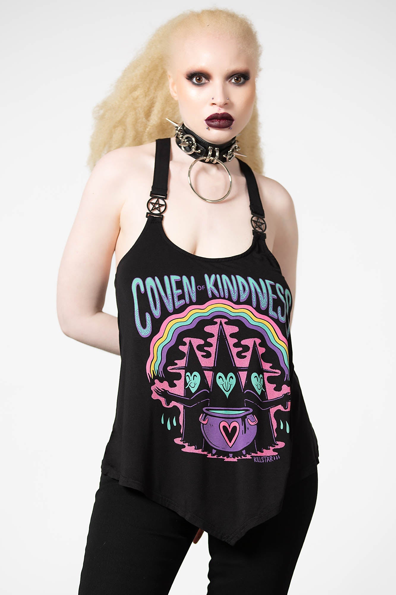 Killstar Benevolent Graphic Vest Top with Pentagram Hardware