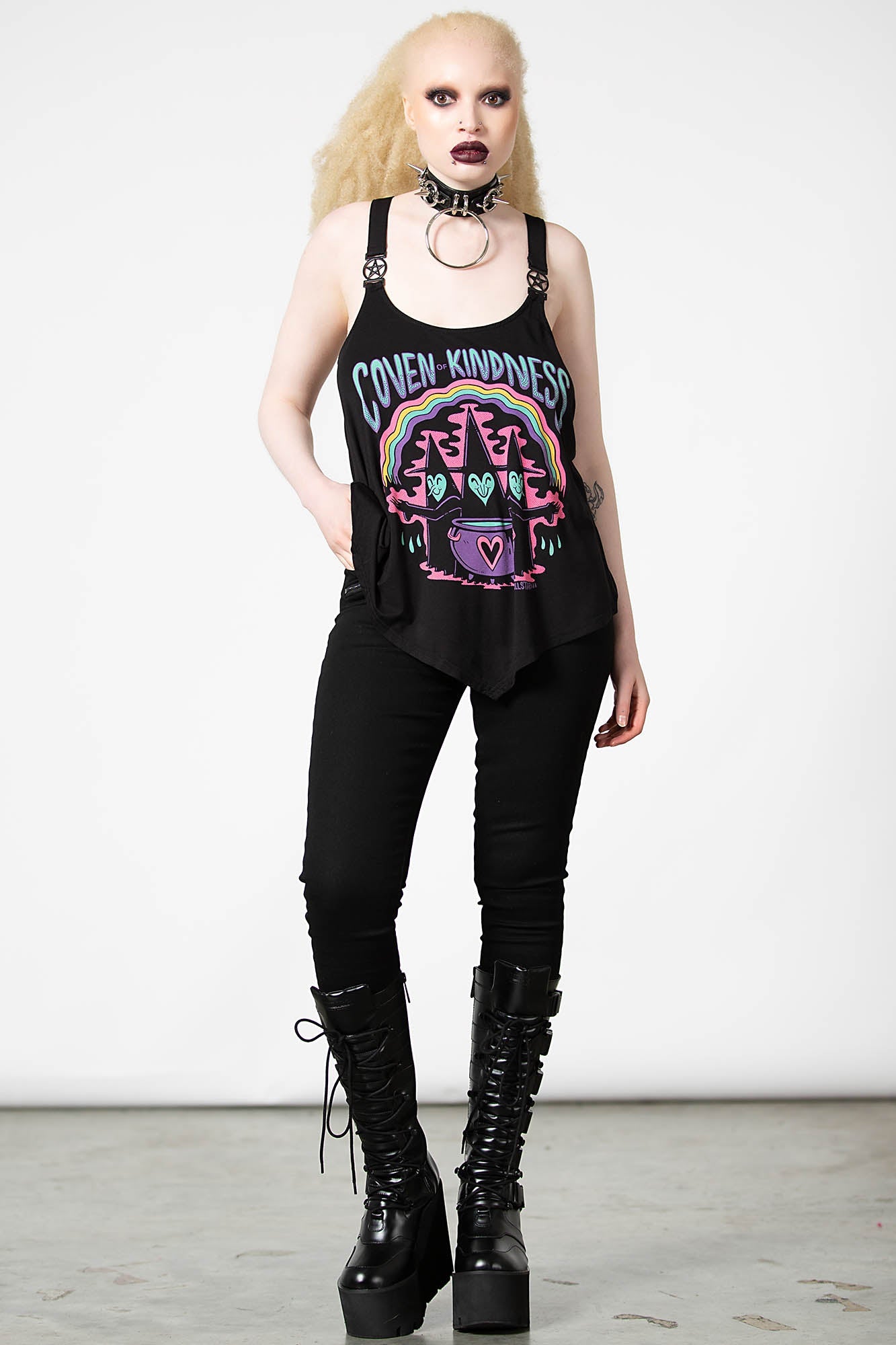 Killstar Benevolent Graphic Vest Top with Pentagram Hardware