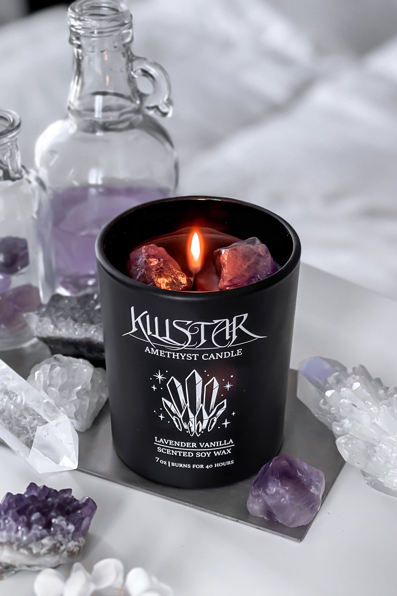 Selskie Amethyst Soy Candle with Lavender Vanilla Scent