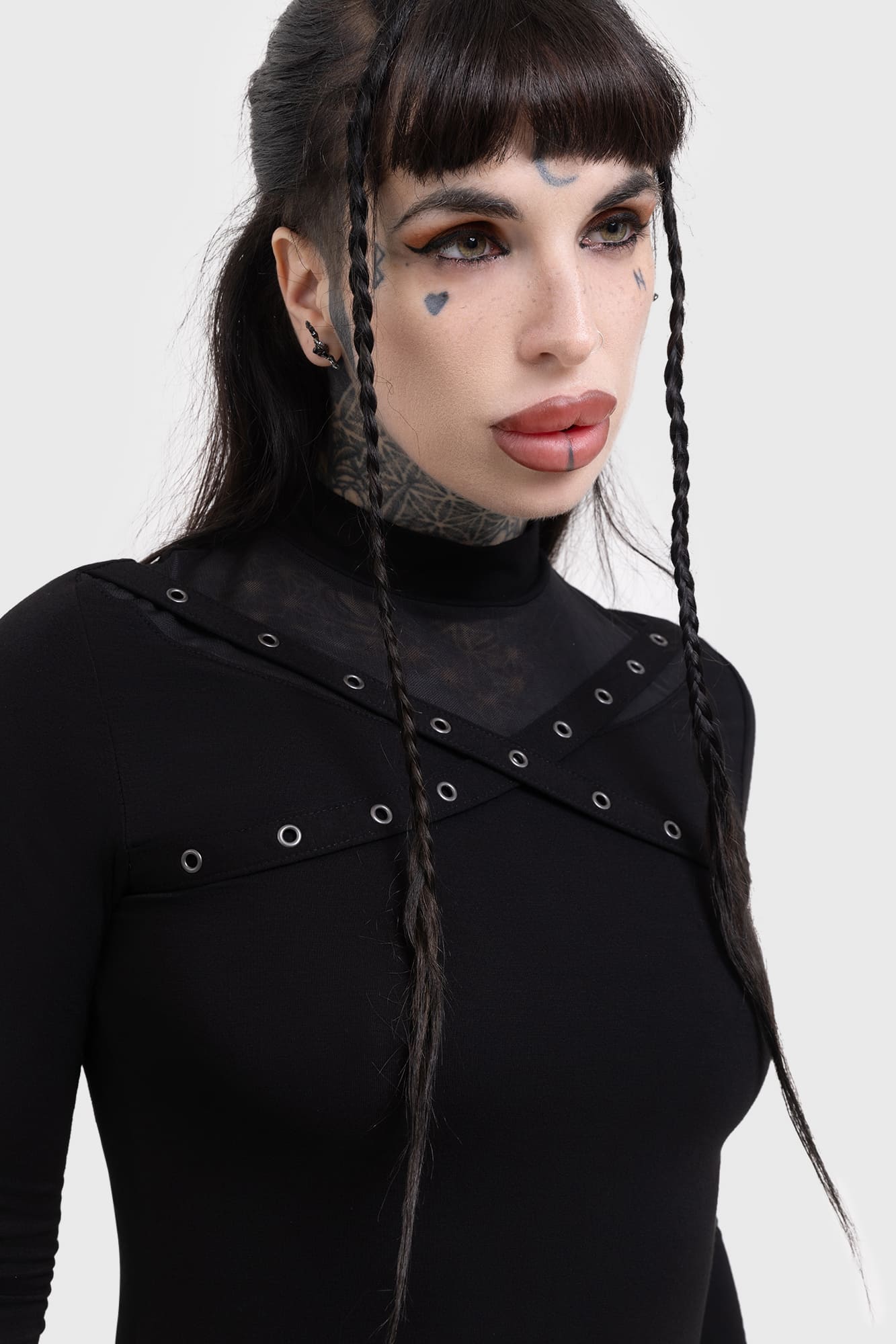 Killstar Midnight Riot Midi Dress with Mesh & Thumb Holes