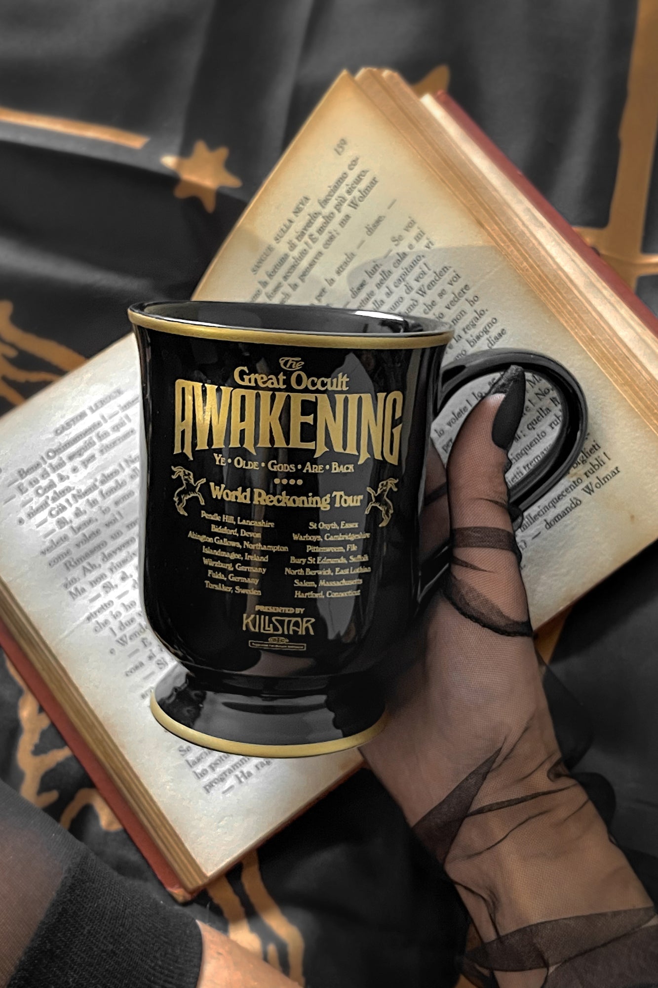 Folk Horror Black Porcelain Mug by Killstar – 420ml Gothic Design