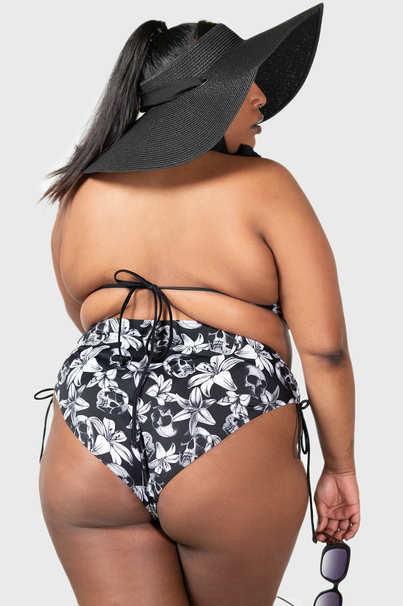 Killstar Gothetica Black Wide Brim Sun Hat with Chiffon Tie