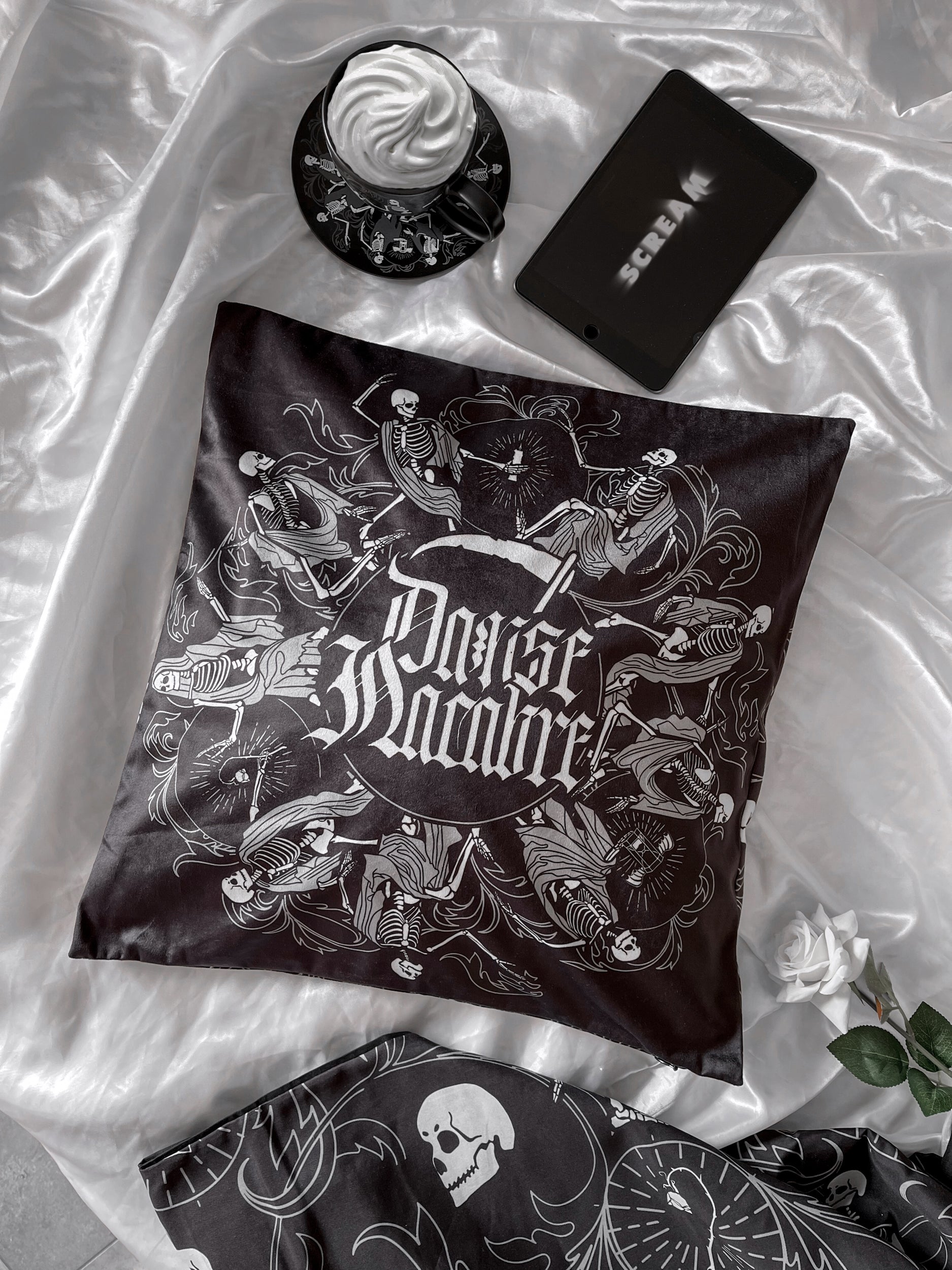 Killstar Danse Macabre Skeleton Velour Cushion Cover
