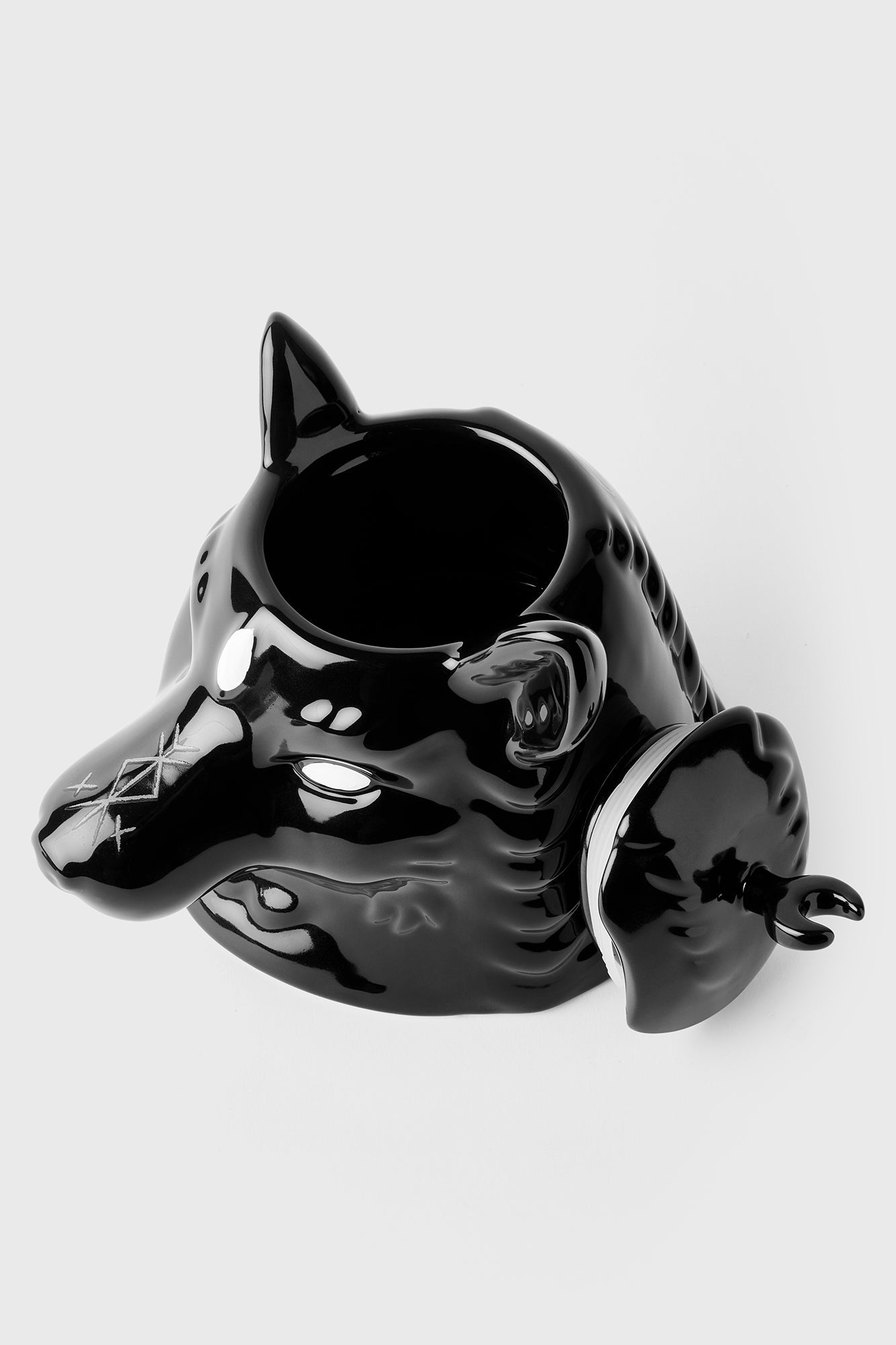 Killstar Gmork Ceramic Wolf Jar - Black High Gloss Storage