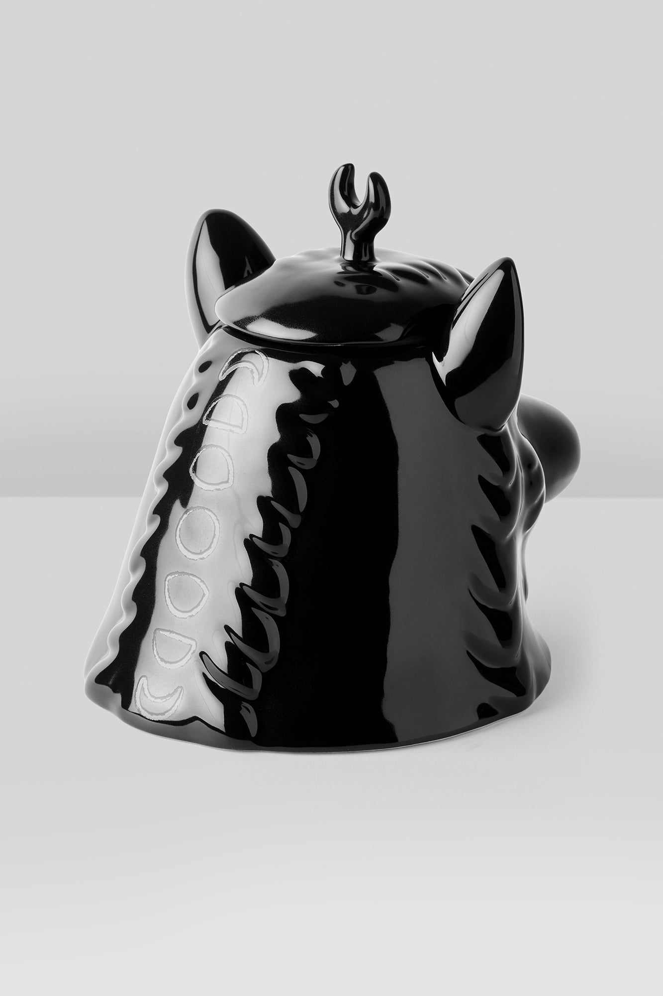 Killstar Gmork Ceramic Wolf Jar - Black High Gloss Storage