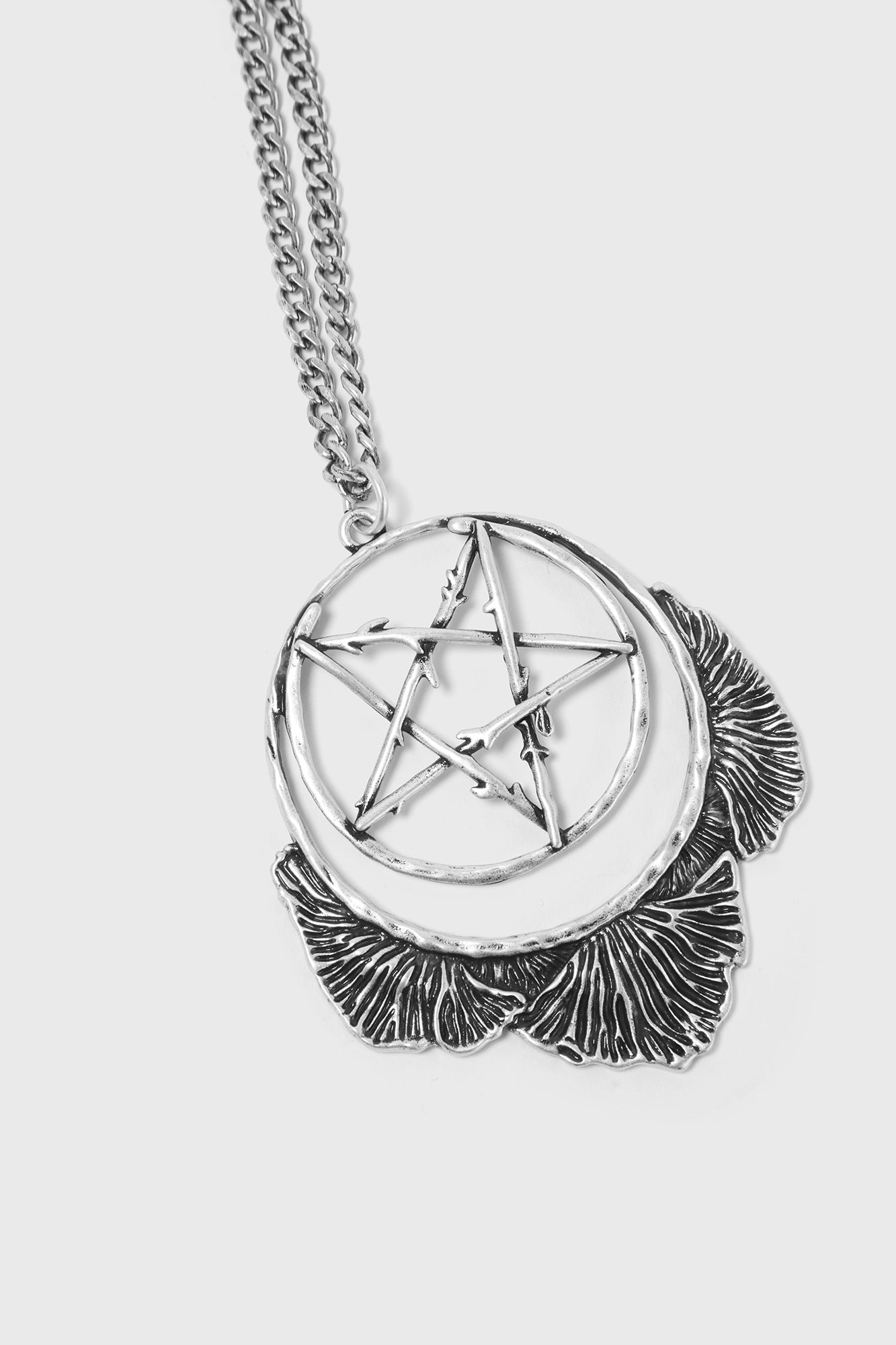Killstar Mushroom Ritual Statement Necklace - Engraved Metal Pendant