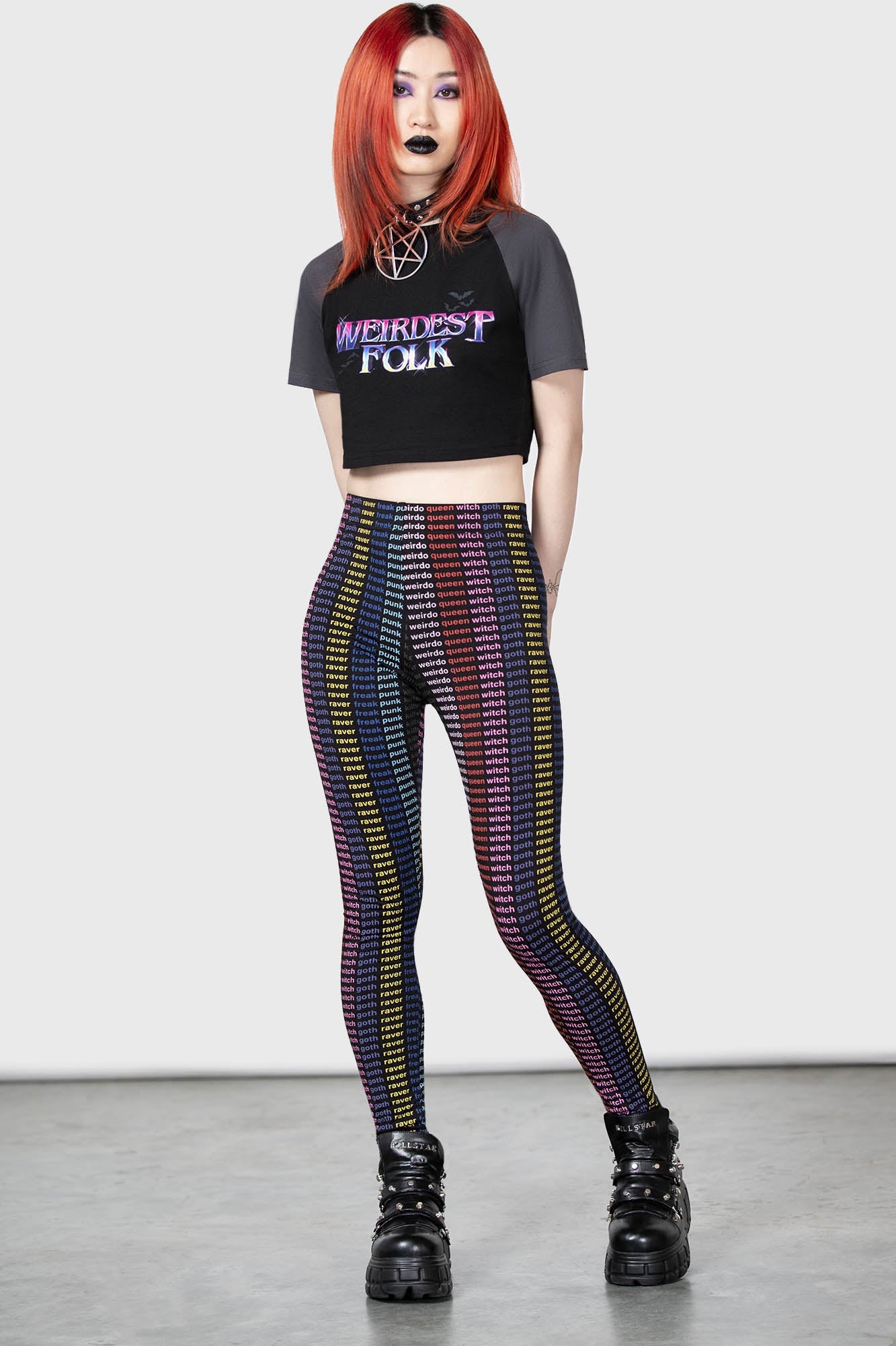Killstar Weirdest Folk Cropped Raglan T-Shirt - Fitted Graphic Tee