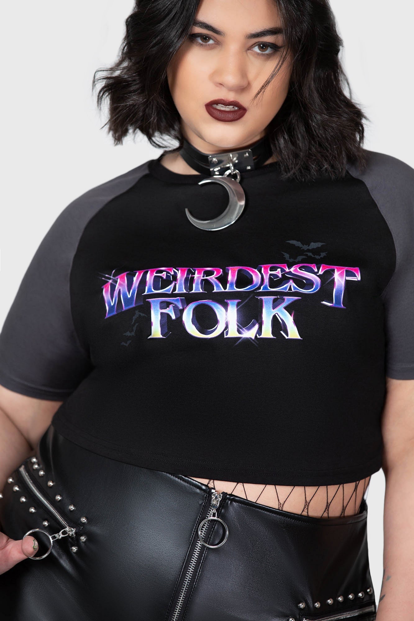 Killstar Weirdest Folk Cropped Raglan T-Shirt - Fitted Graphic Tee