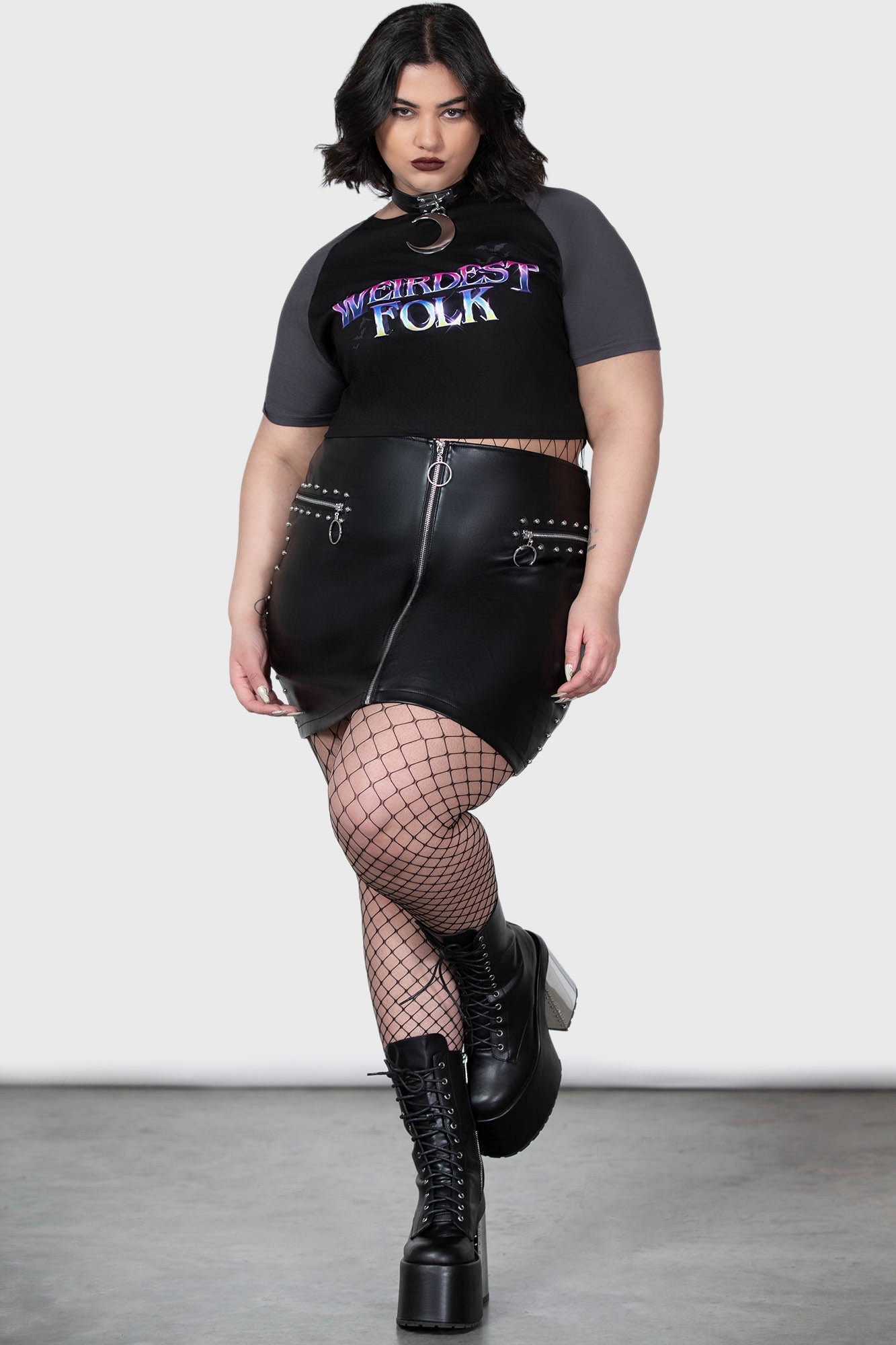 Killstar Weirdest Folk Cropped Raglan T-Shirt - Fitted Graphic Tee