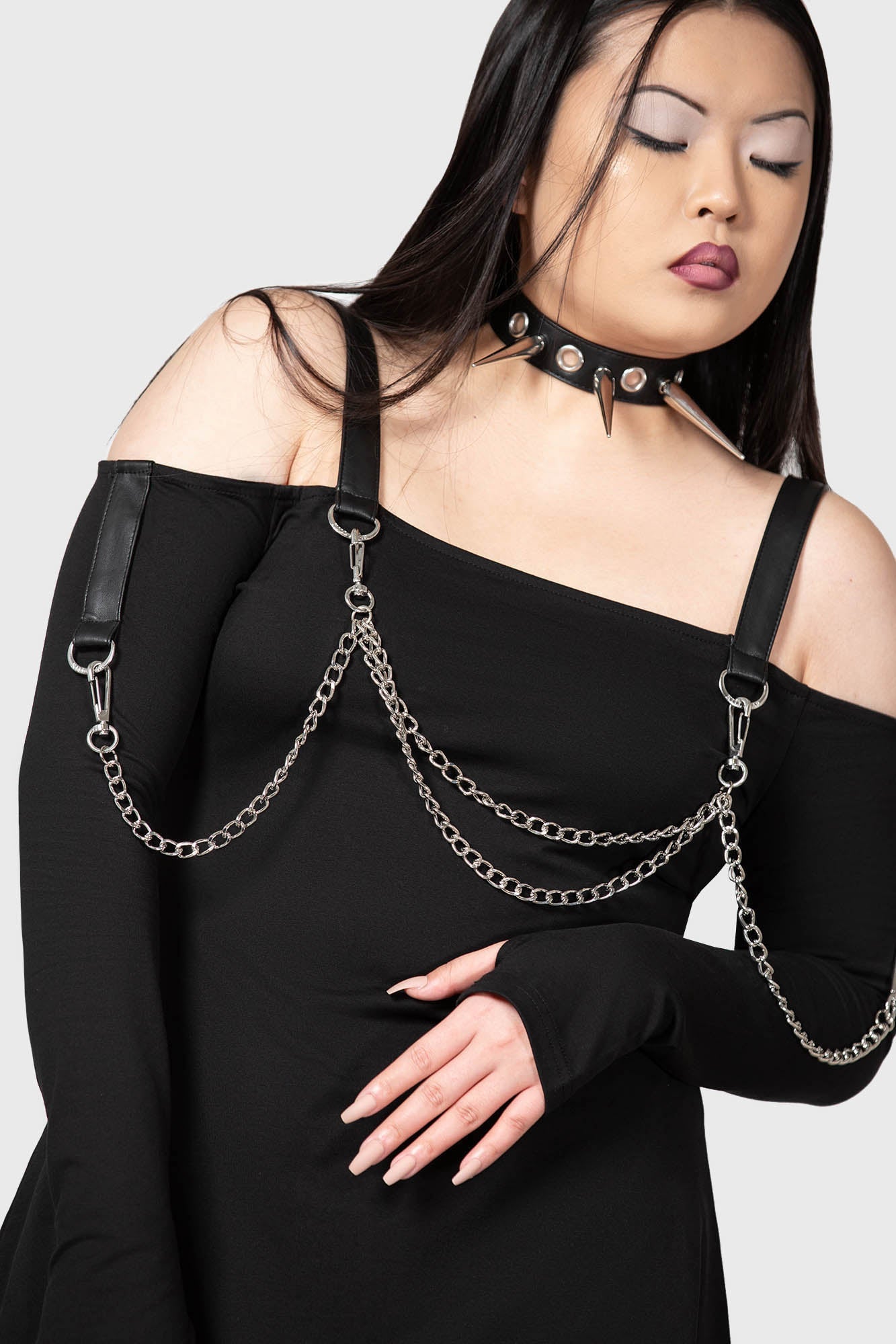 Killstar Pleasure & Chain Cotton Dress with Detachable Chains