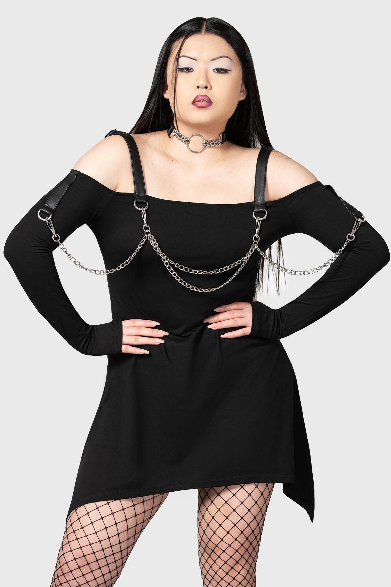 Killstar Pleasure & Chain Cotton Dress with Detachable Chains