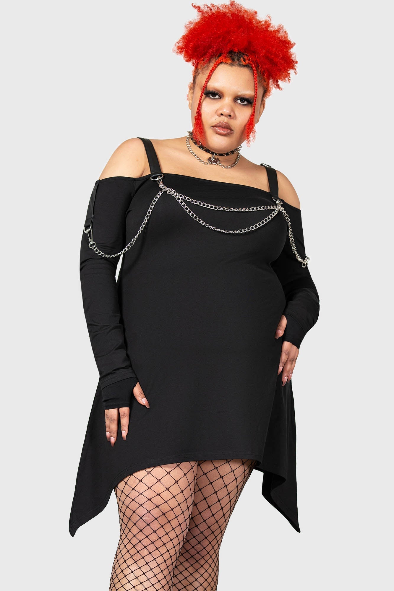 Killstar Pleasure & Chain Cotton Dress with Detachable Chains