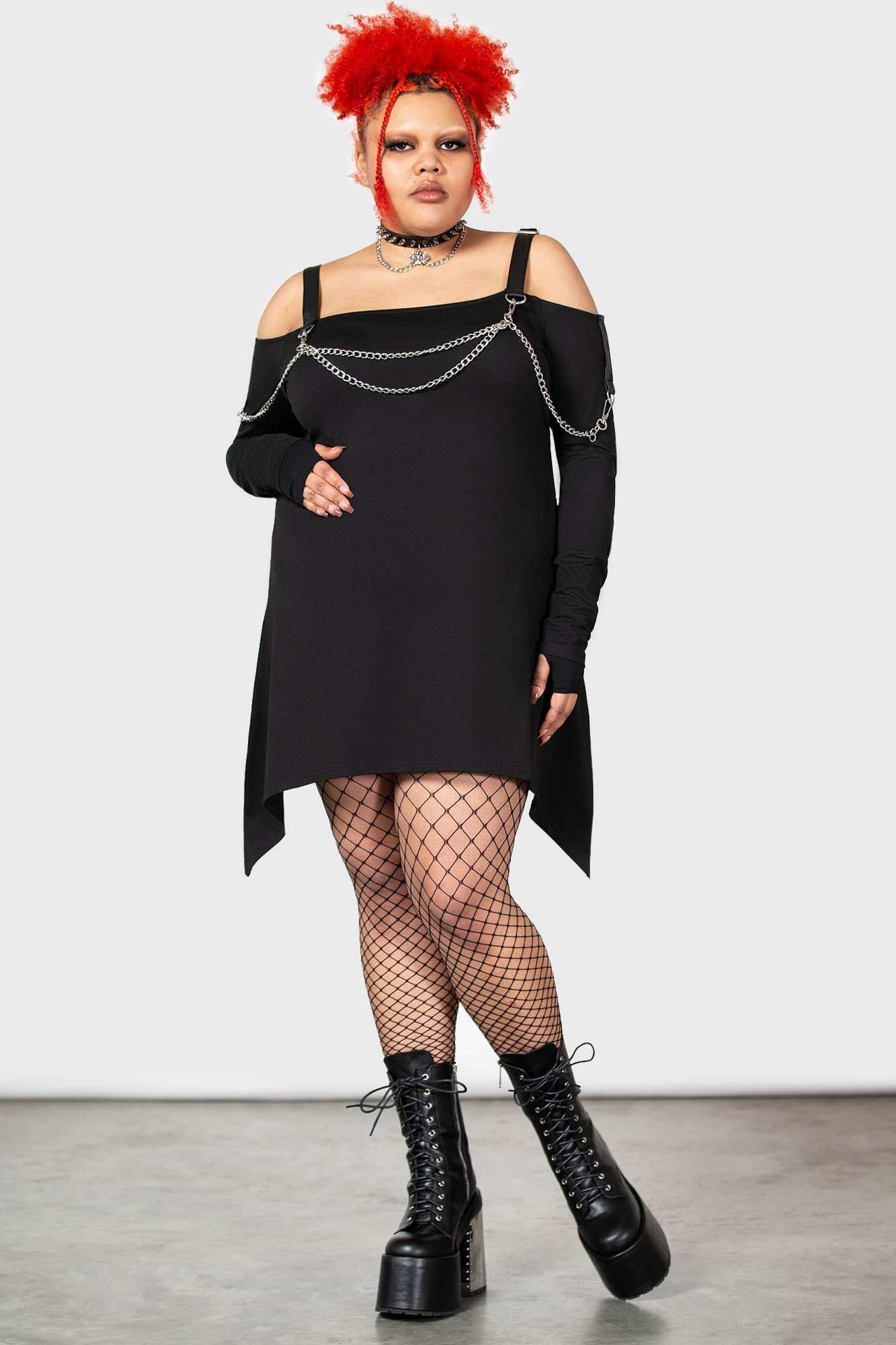 Killstar Pleasure & Chain Cotton Dress with Detachable Chains