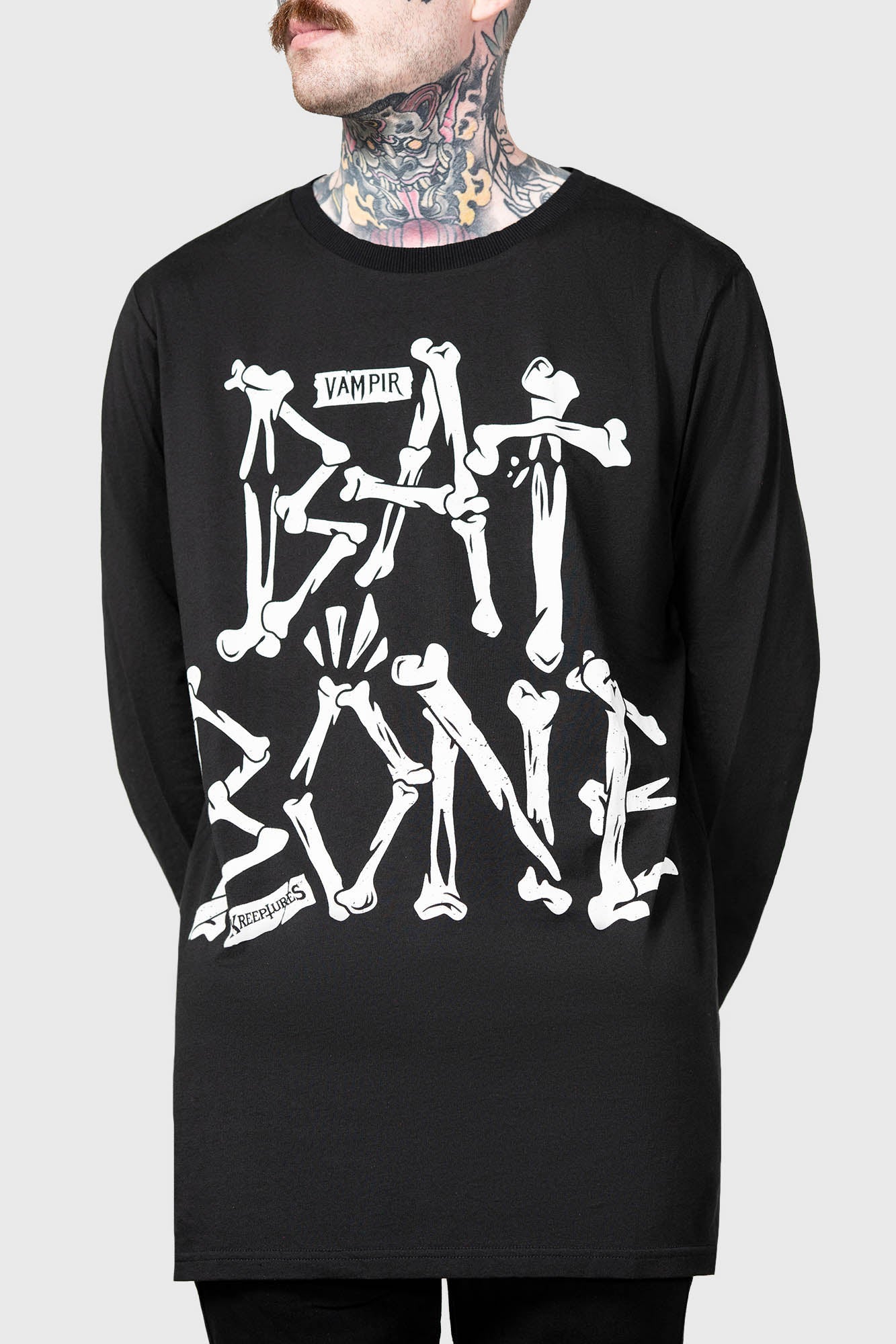 Killstar Batbone Long Sleeve Cotton Top - Unisex Graphic Tee