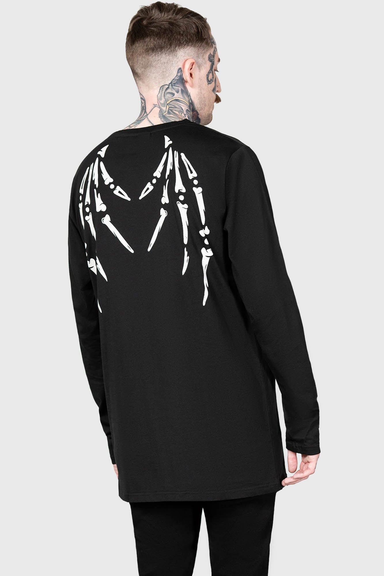 Killstar Batbone Long Sleeve Cotton Top - Unisex Graphic Tee