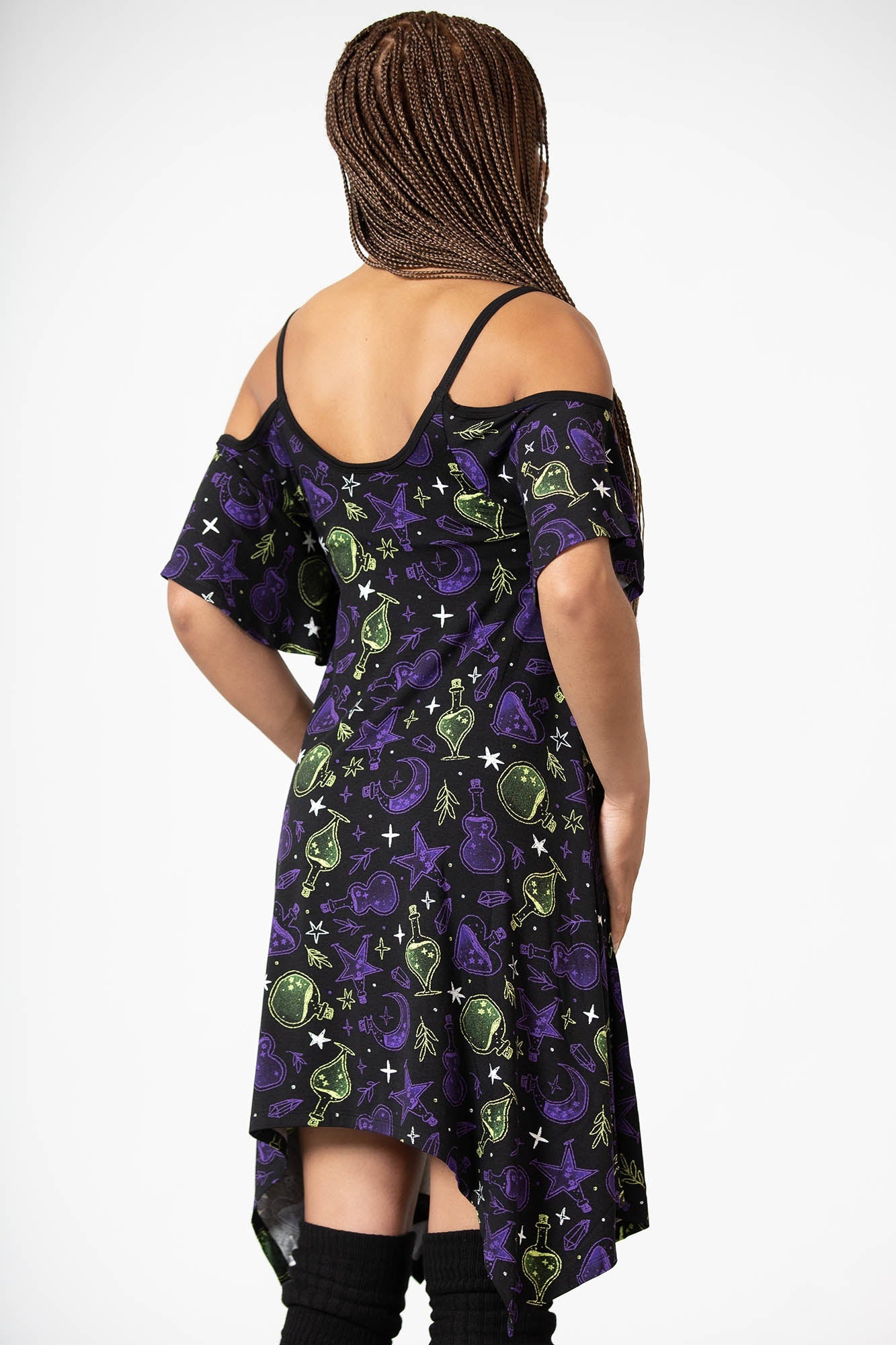 Killstar Magic Slumber Cold Shoulder Lounge Dress - Soft Stretch Viscose