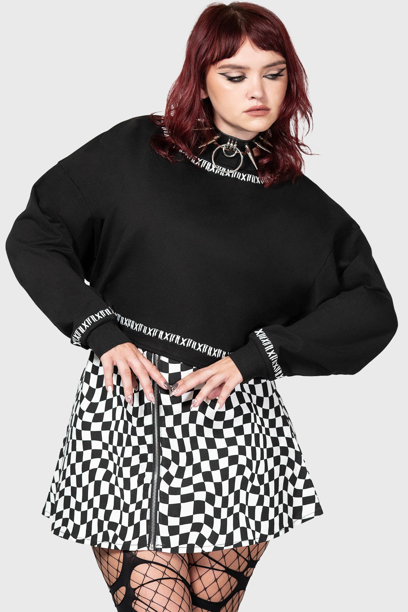 Killstar Fright N Terror Crop Sweater - Cotton Gothic Top