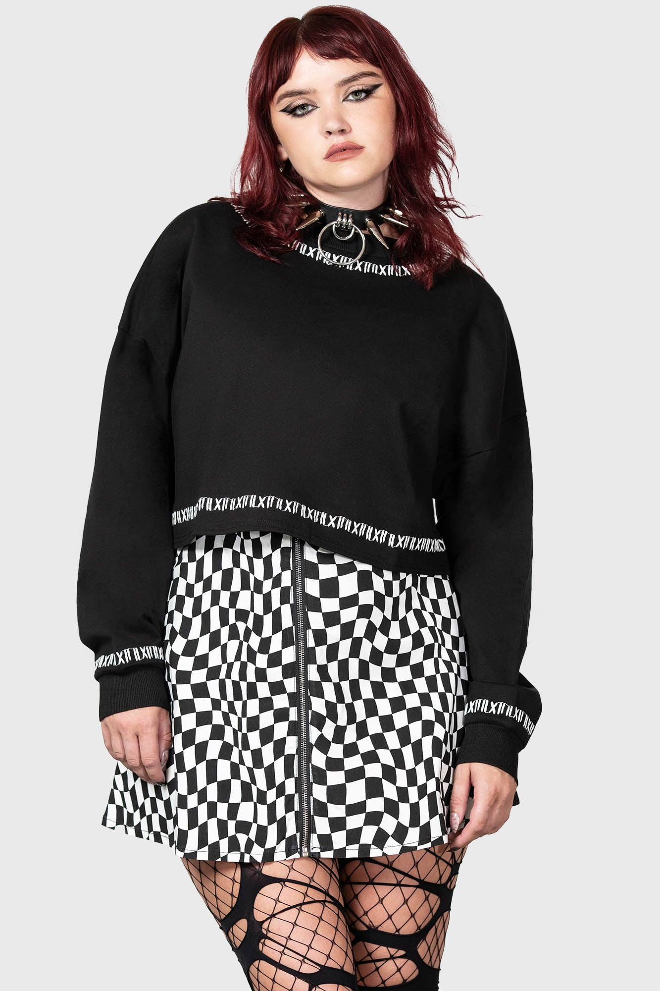 Killstar Fright N Terror Crop Sweater - Cotton Gothic Top