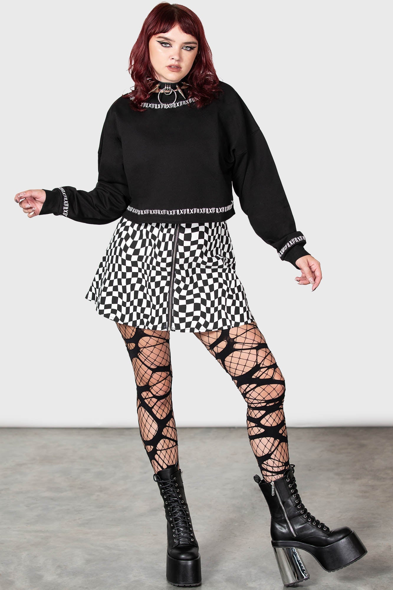 Killstar Fright N Terror Crop Sweater - Cotton Gothic Top