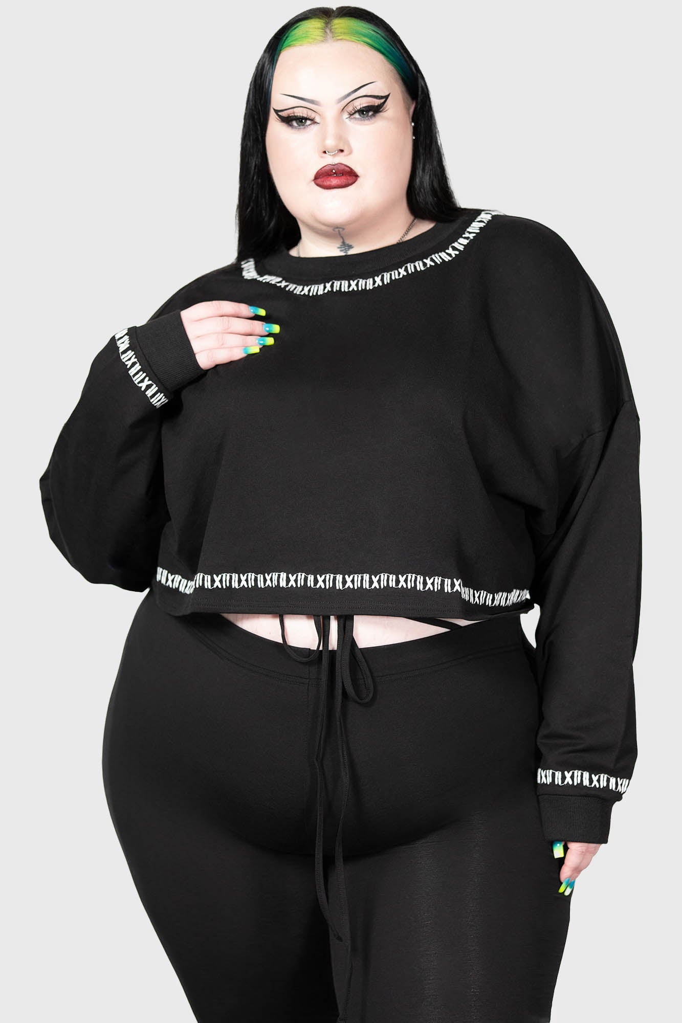 Killstar Fright N Terror Crop Sweater - Cotton Gothic Top